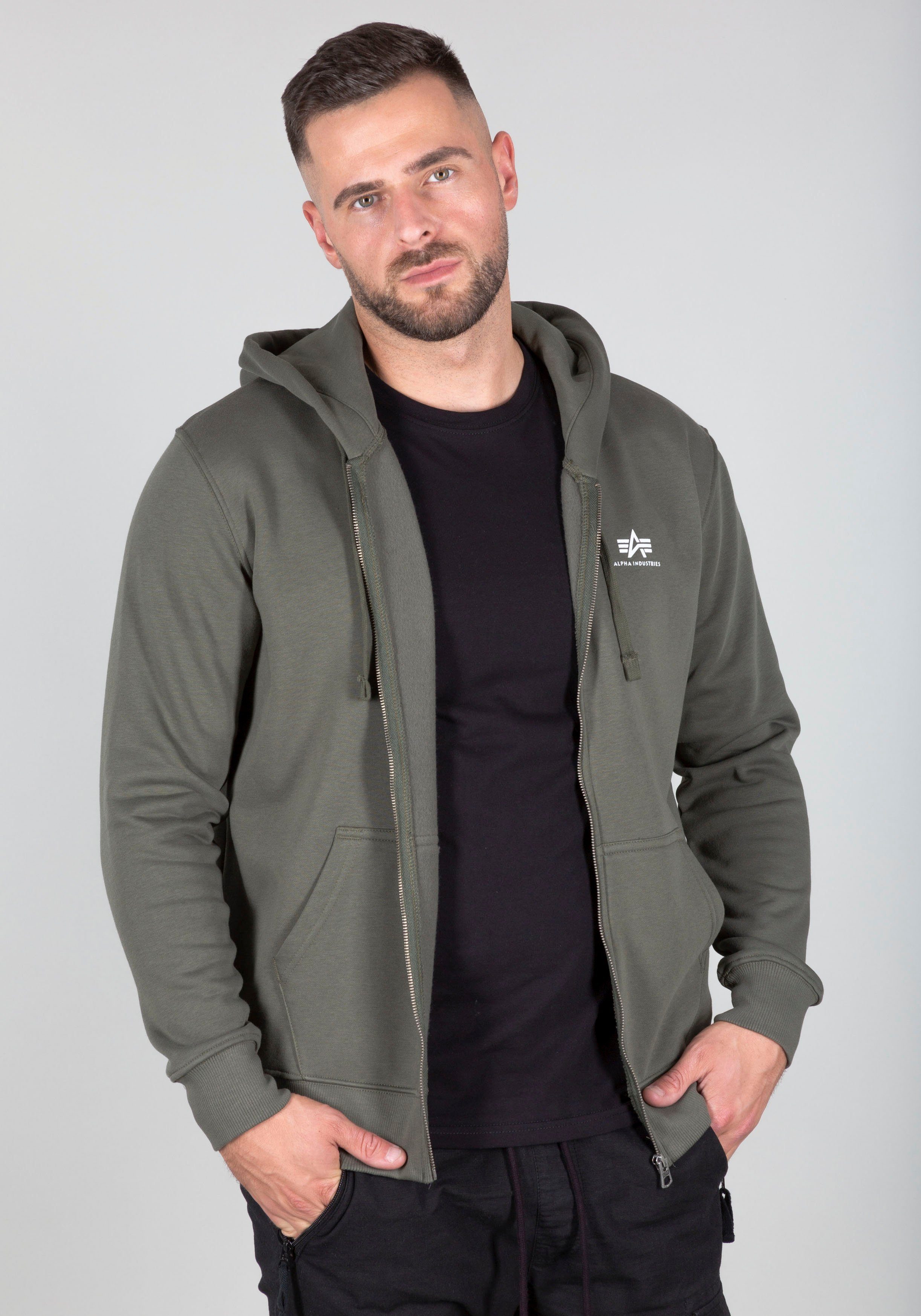 Alpha Industries Kapuzensweatjacke Basic Zip Hoody SL dark olive | Zip Hoodies