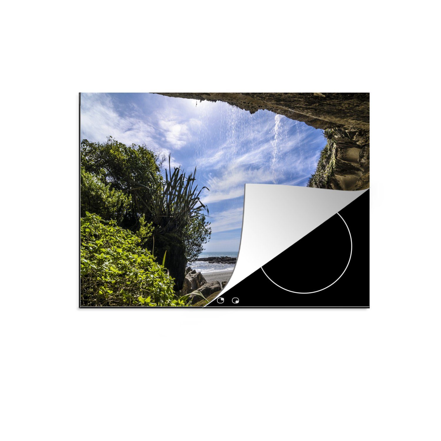 Herdblende-/Abdeckplatte die im Induktionskochfeld Wasserfall für 71x52 Schutz auf MuchoWow küche, Paparoa-Nationalpark Ceranfeldabdeckung der Vinyl, (1 cm, tlg), Südinsel,