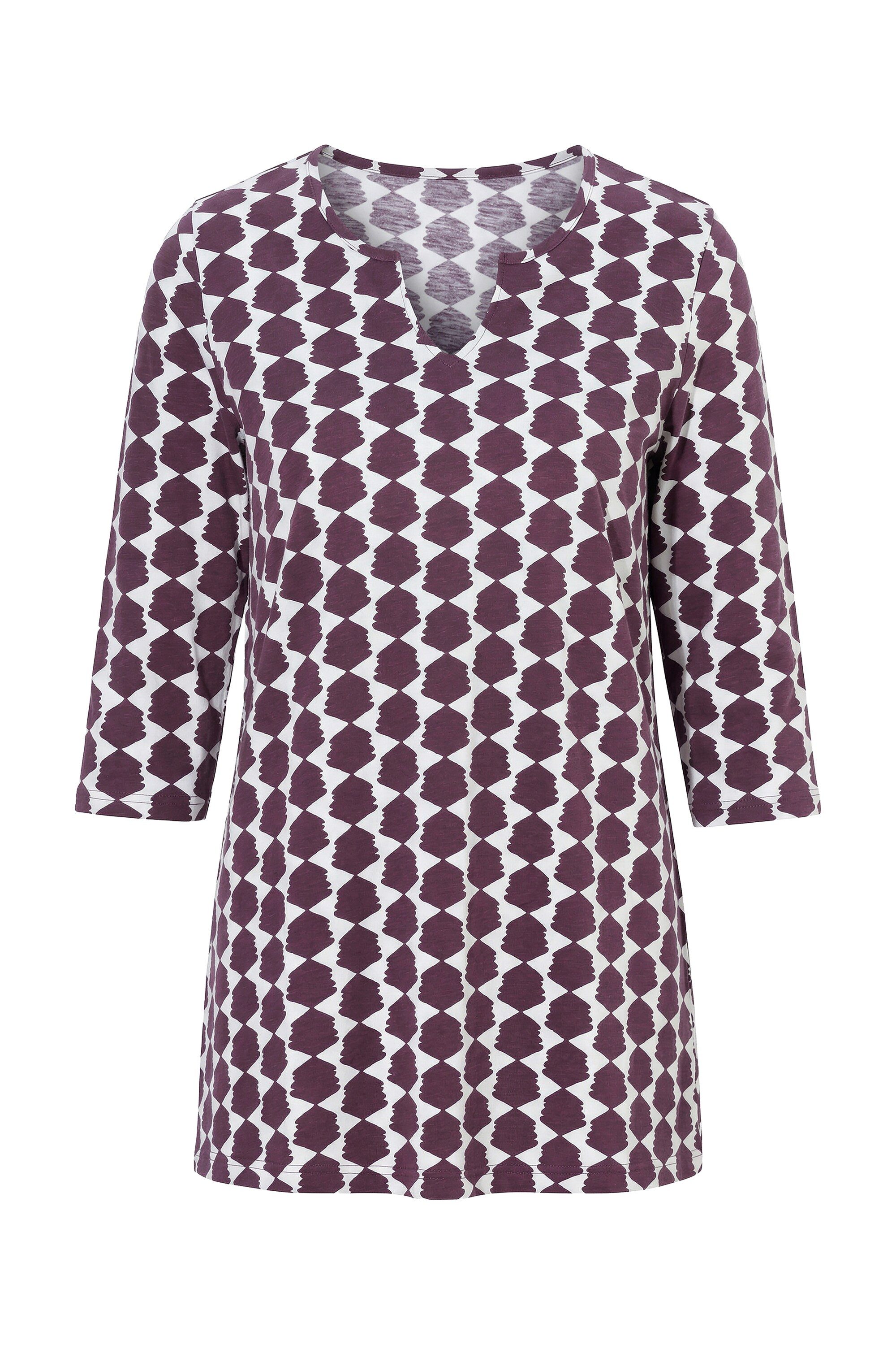 Ulla Popken Longshirt Longshirt grafischer Druck Tunika-Ausschnitt