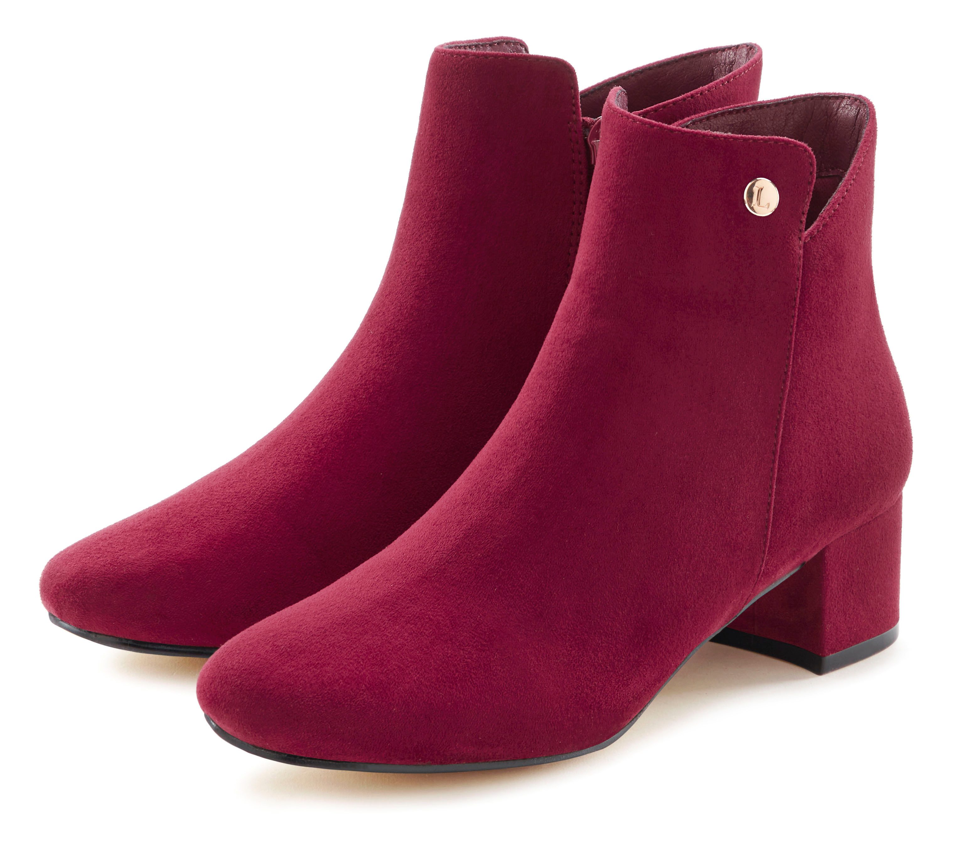 LASCANA Stiefelette mit bequemen Blockabsatz, Ankle Boots, Stiefel VEGAN