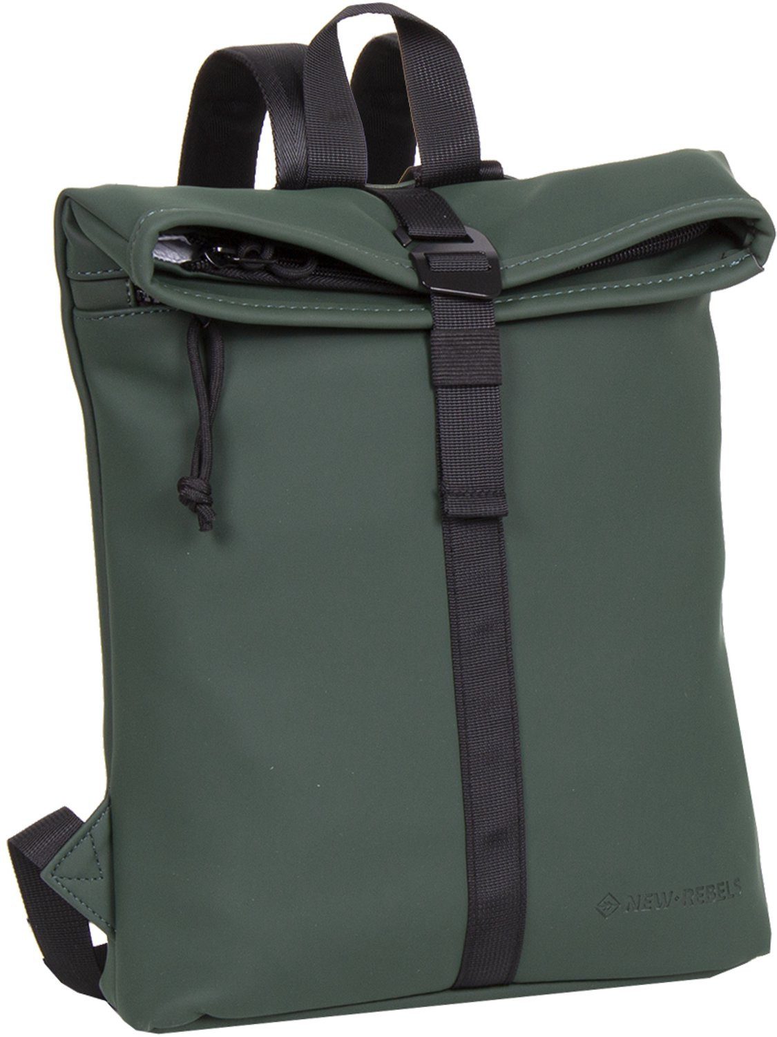 NEW REBELS Rucksack Mart wasserabweisender Rolltop-Rucksack Medium Grün (3-tlg)
