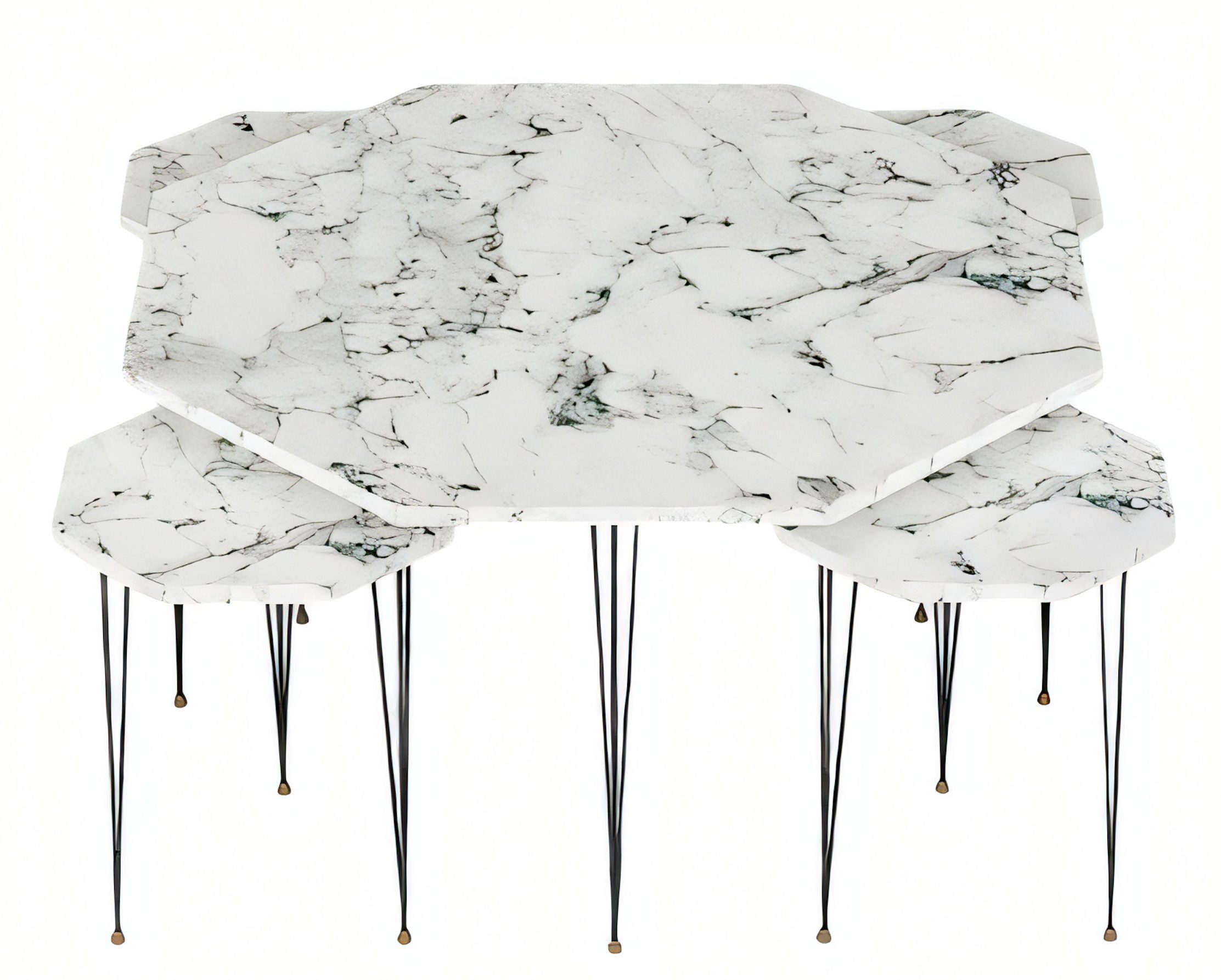 JVmoebel Couchtisch Eleganter weißer Holz-Couchtisch mit Приліжкові тумбочкиn im modernen Stil (Couchtisch, 4x Приліжкові тумбочки), Made in Europe