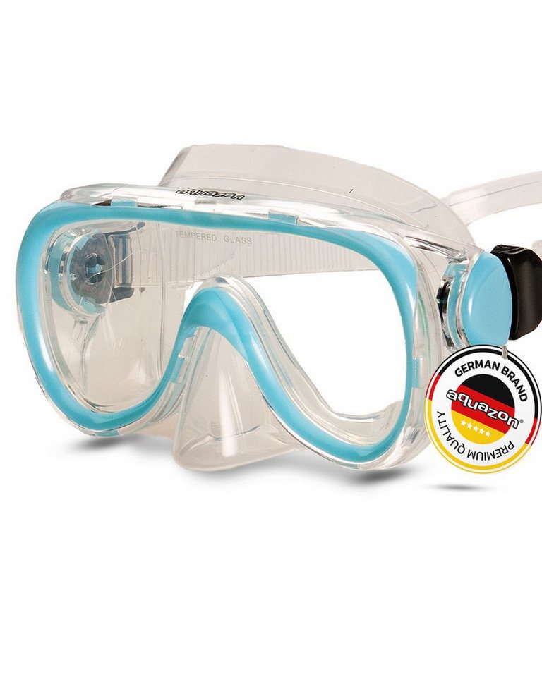 AQUAZON Taucherbrille DOLPHIN, Schnorchelbrille für Kinder 7-12 Jahre, Tempered glas