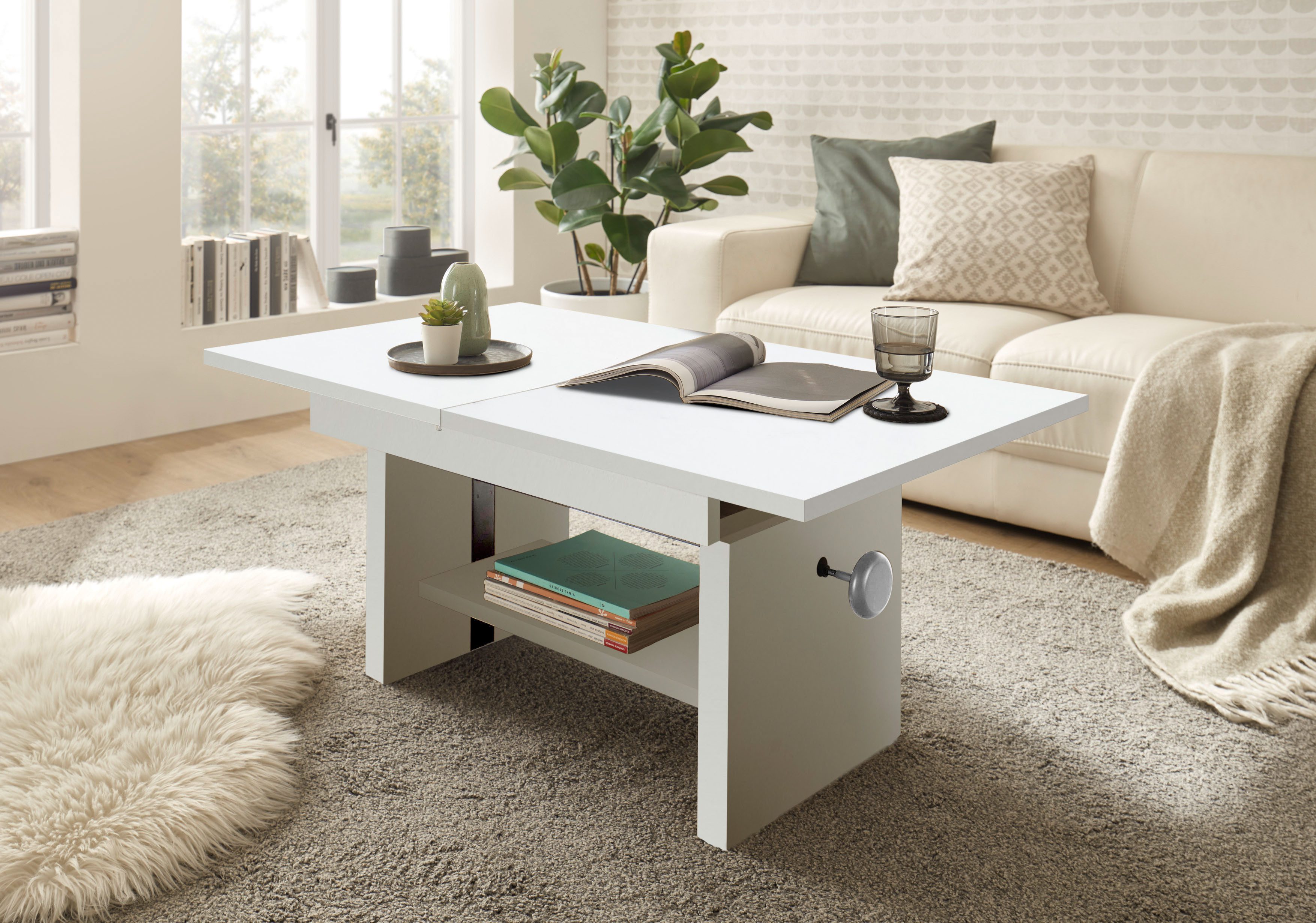 Stolkom Sp.z.o.o. Couchtisch Event höhenverstellbar, ausziehbar, BxHxT 110-150x48-63x65 cm, Höhenverstellbar mit Liftmechanik und ausziehbar in 3 Farbausführungen