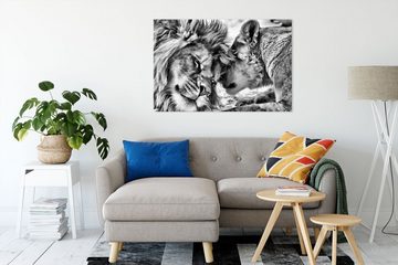 Pixxprint Leinwandbild Kuschelnde Löwen, Kuschelnde Löwen (1 St), Leinwandbild fertig bespannt, inkl. Zackenaufhänger