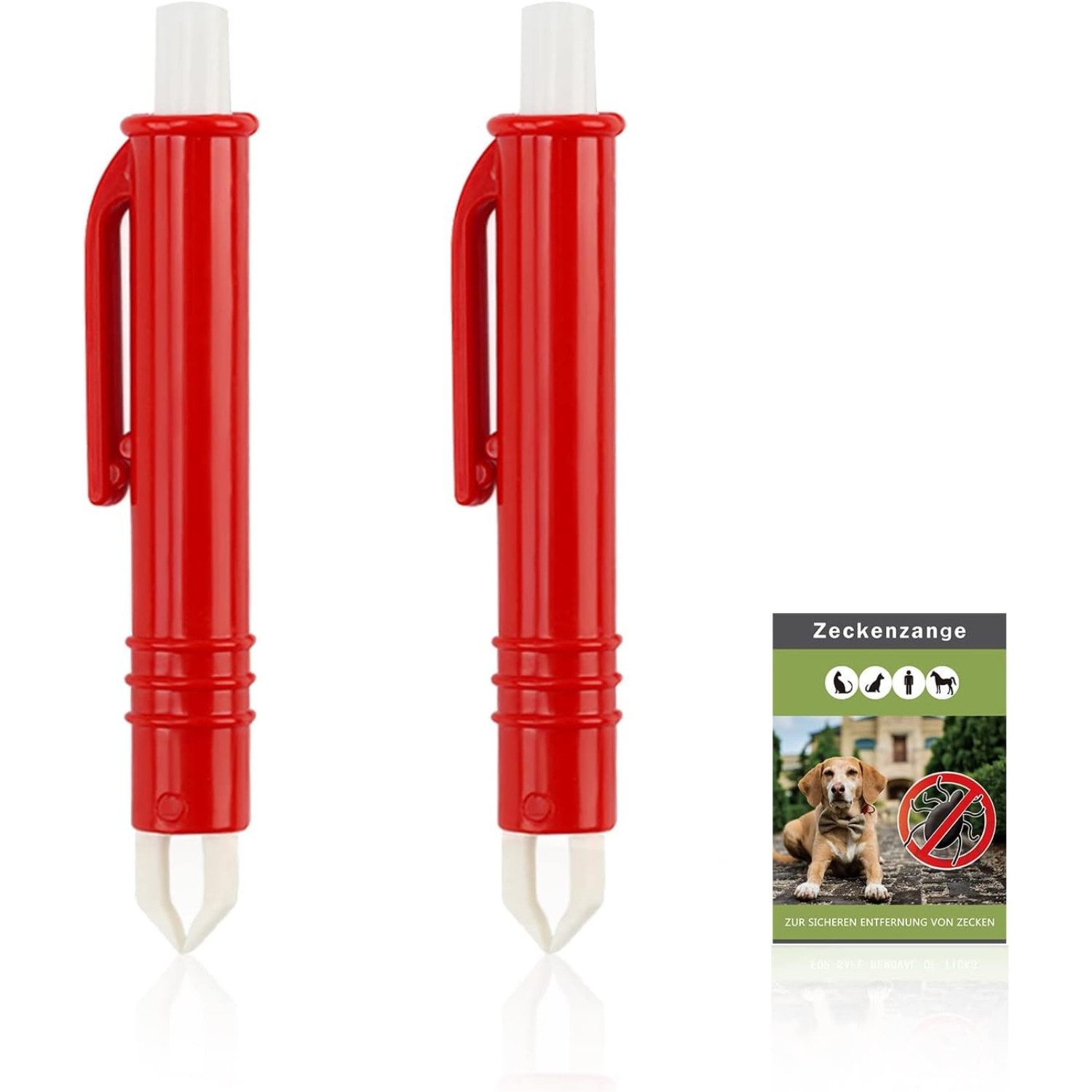 LuxusKollektion Hundekäfig Zeckenzange für Hunde Katze Mensch 2er Set Zeckenpinzetten sicher rot