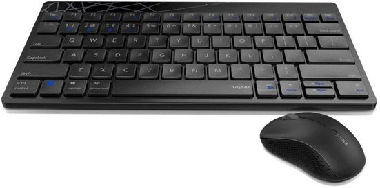 Rapoo »8000M« Tastatur- und Maus-Set, Kabellos, Multimodus, Deskset, Bluetooth, 2,4 GHz, DE-Layout, QWERTZ, schwarz/weiß