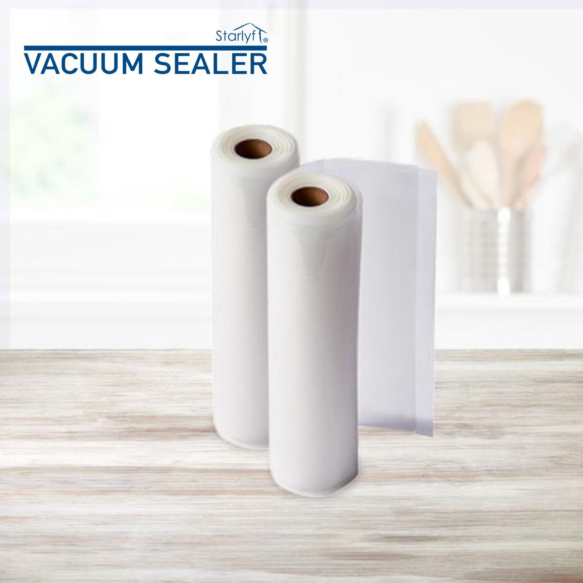 Starlyf Vakuumier-Folienrollen Vacuum Sealer Rollen, Zubehör für Starlyf Vakuumierer Vacuum Sealer, Beutelrolle 2er Set - 2 Rollen je 17 cm x 5 m