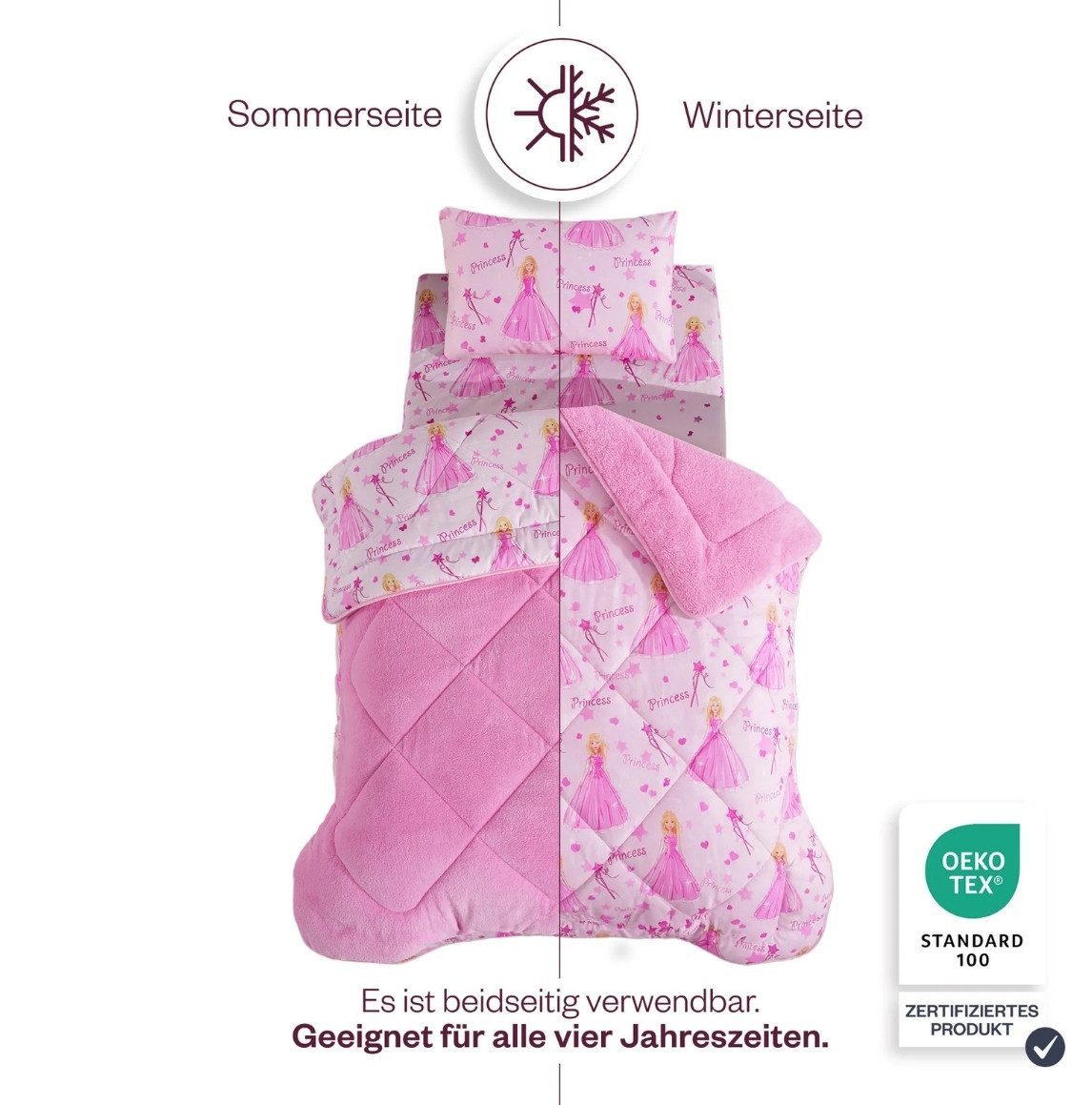 Formeya Kinderbettwäsche Prinzessin Kinderbettwäsche Set 135x200 cm mit Wendedecke – Bild 3 von 5