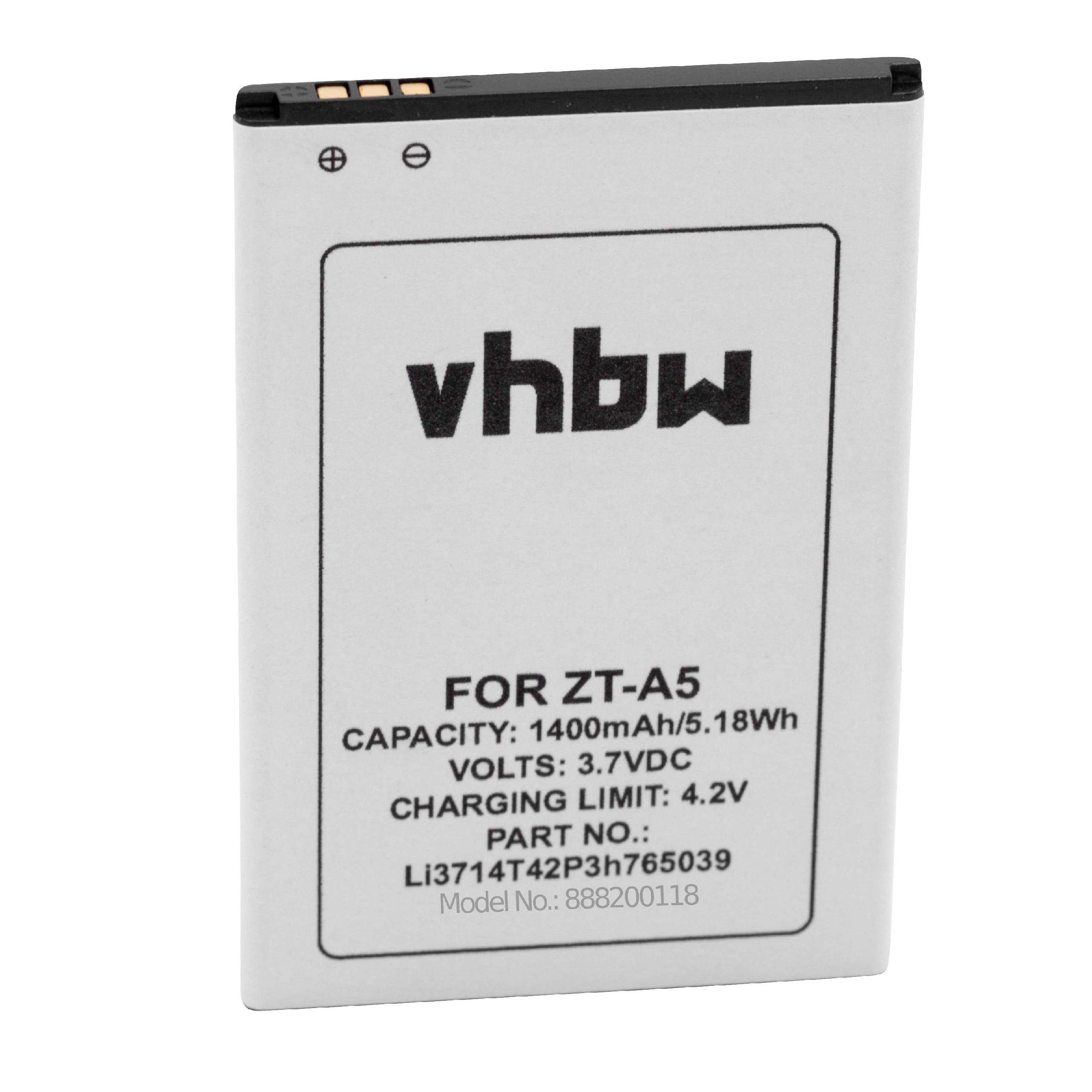 vhbw Ersatz für ZTE Li3714T42P3h765039 Smartphone-Akku V) (3,7 mAh für 1400 Li-Ion