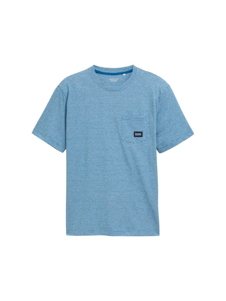 TOM TAILOR T-Shirt striped t-shirt with pocket blue petrol fine stripe