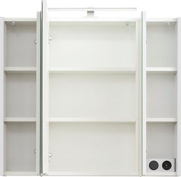 Saphir Badmöbel-Set Quickset 4-teilig, Keramik-Waschtisch und LED-Spiegelschrank, (6-St), Unterschrank, Hängeschrank, inkl. Türdämpfer, 5 Türen, 2 Schubladen