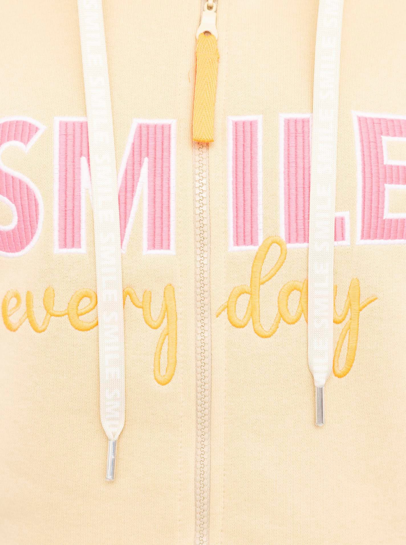 Zwillingsherz Kapuzensweatjacke Hoodiemantel "Smile Everyday" innen mit Fleece, Kapuze, Seitliche Taschen, Stickerei