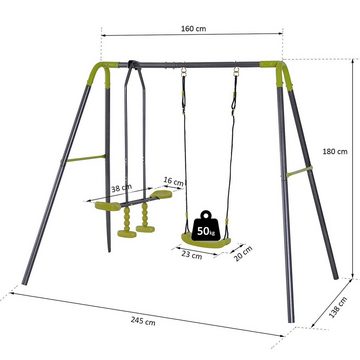 HOMCOM Doppelschaukel Kinder Gartenschaukel mit Wippe