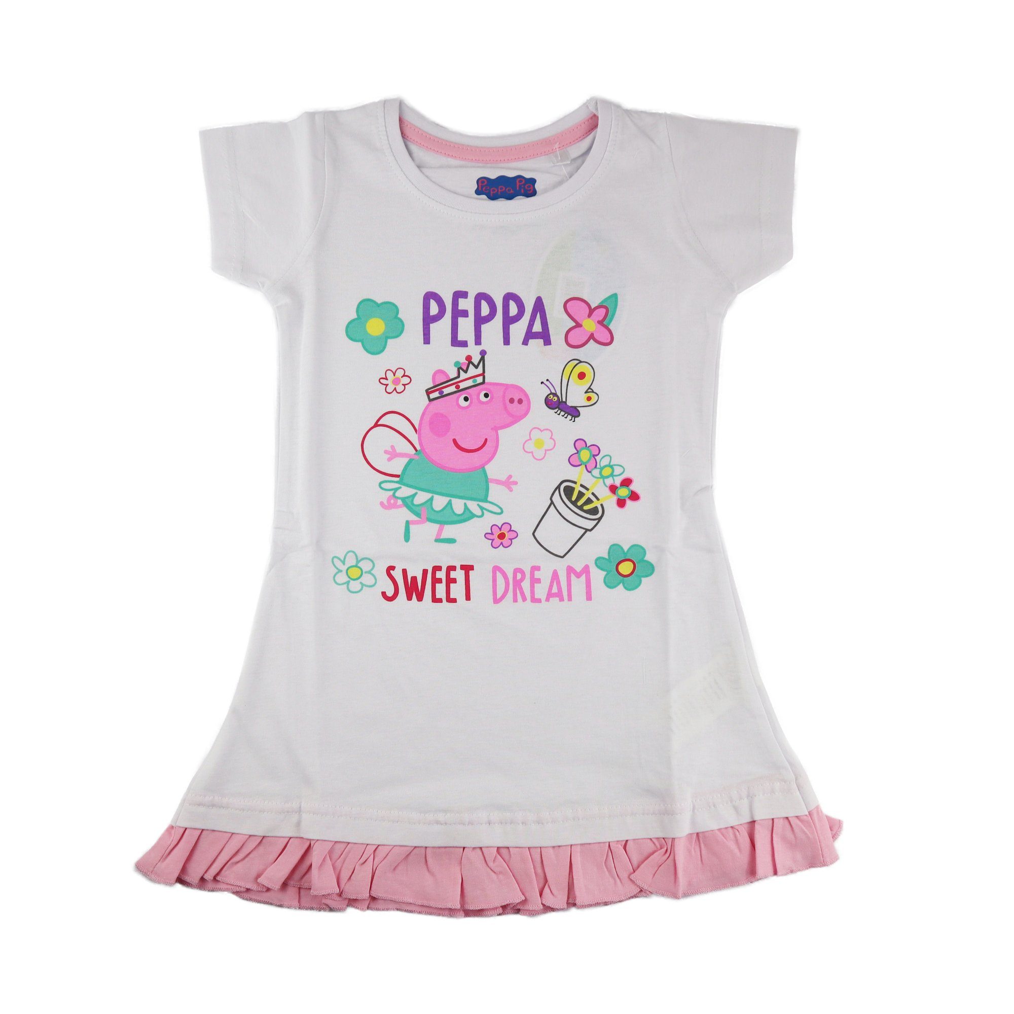 Gr. Schlafshirt Wutz bis 116 Mädchen Peppa Pig Kinder Weiß T-Shirt 92