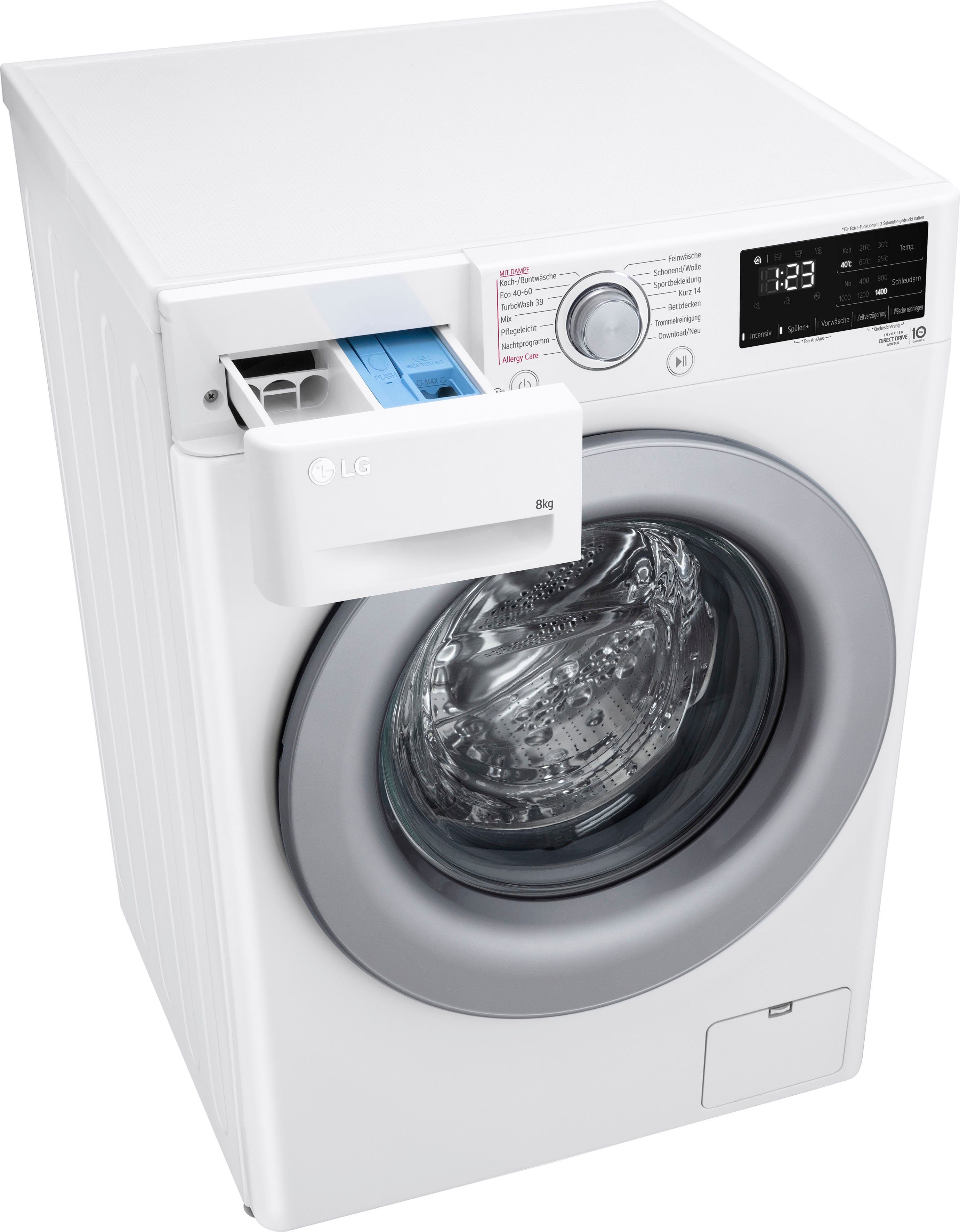 LG Waschmaschine Serie 3 F4WV3284, 8 kg, 1400 U/min, Steam: Tiefenreinigung  mit Dampf mit speziellen Programmen wie Allergy Care