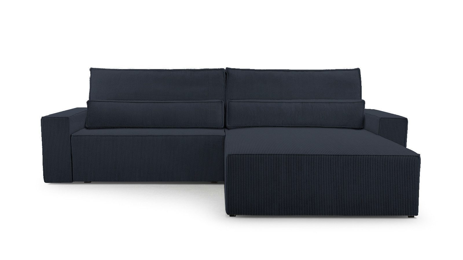 MOEBLO Ecksofa aus Cord DENVER L, Ottomane beidseitig montierbar Couch Cord für Wohnzimmer Schlafsofa Sofagarnitur Sofa Eckcouch L-Form Cordstoff - 290x85x200cm, mit Schlaffunktion und Bettkasten