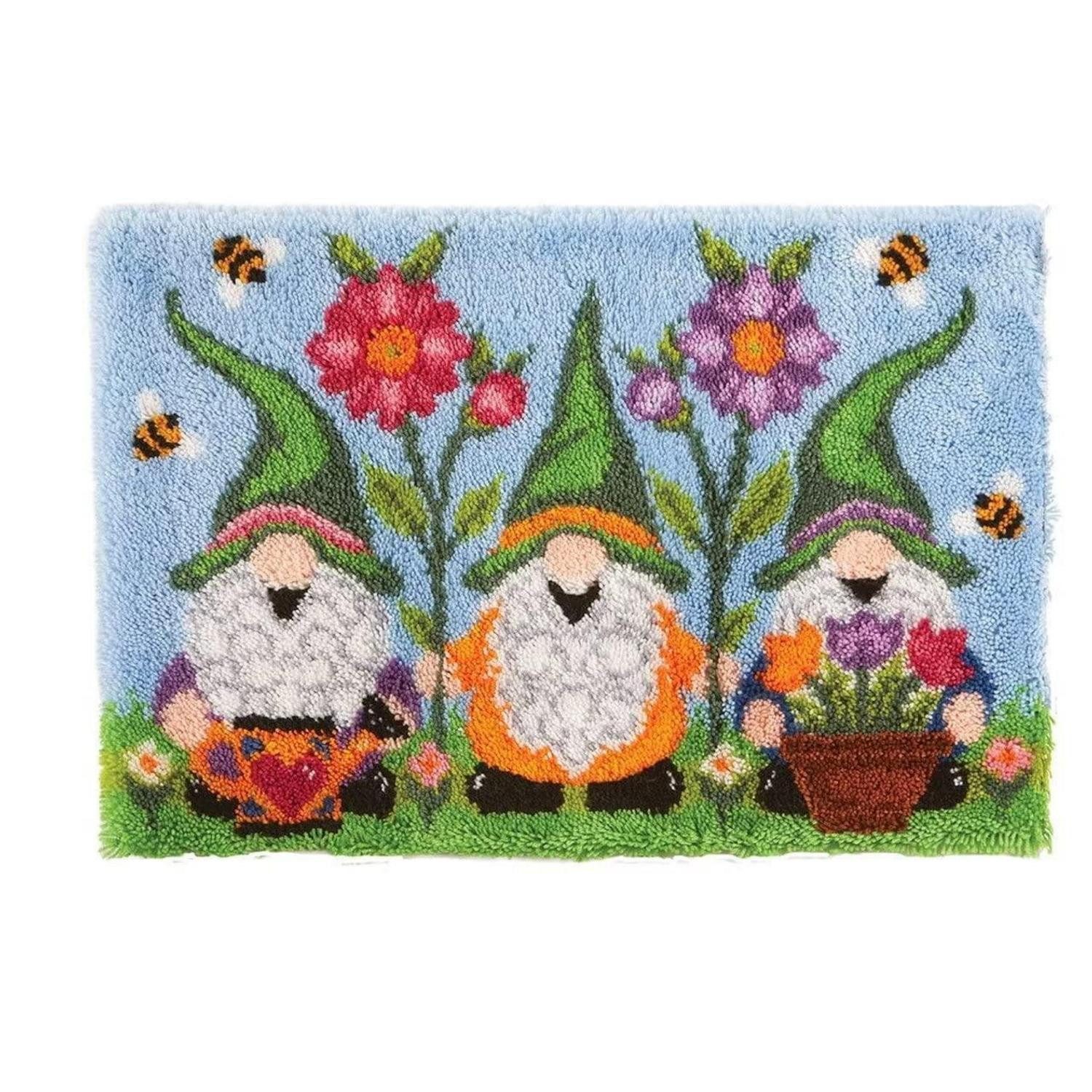 LuxusKollektion Kreativset Knüpfhaken Teppich-Set 60x40cm Drei alte Zwerge