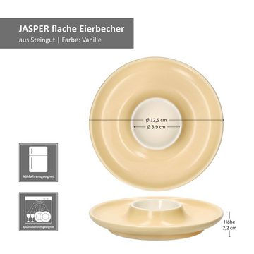 Ritzenhoff & Breker Eierbecher Ritzenhoff 6x Jasper Eierbecher mit Ablage Vanille Steingut 6 Personen