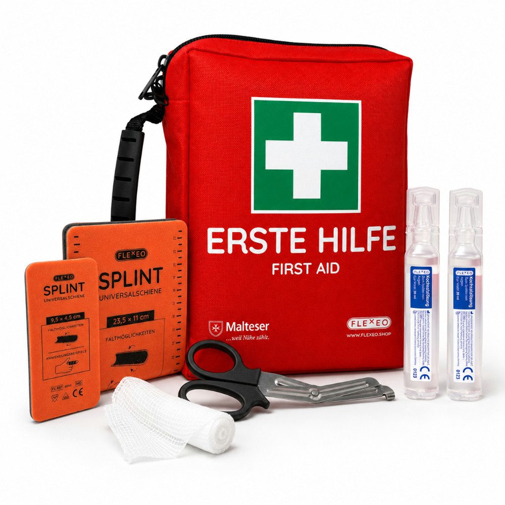 FLEXEO Erste-Hilfe-Set Discovery, (1 St), Notfallset für Unterwegs & Zuhause