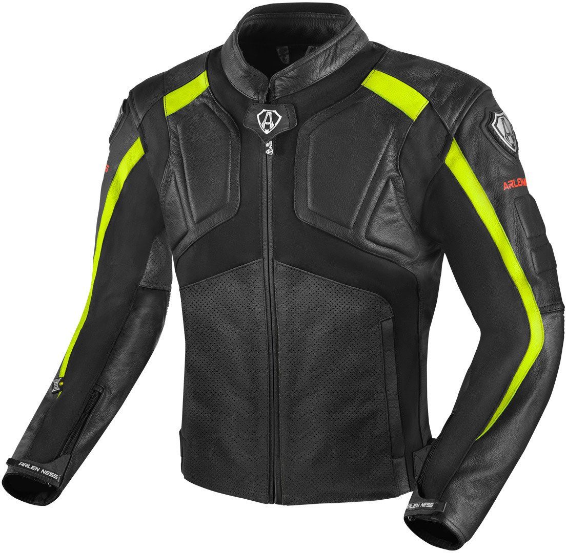 Arlen Ness Motorradjacke Sportivo Motorrad Lederjacke Black/Yellow