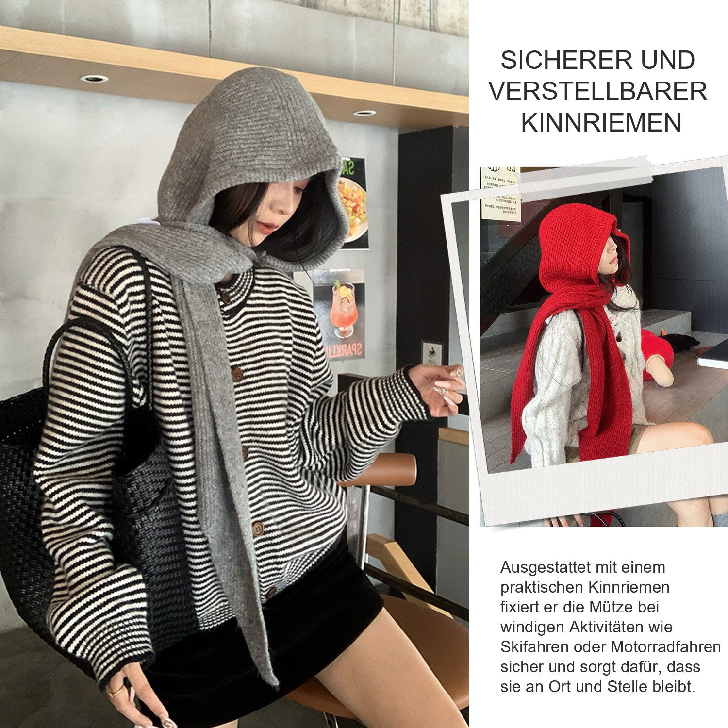 Refttenw Mütze & Schal Mütze Schal Set Damen Wintermütze – Weiche Wollmischung Klassisches Unifarben