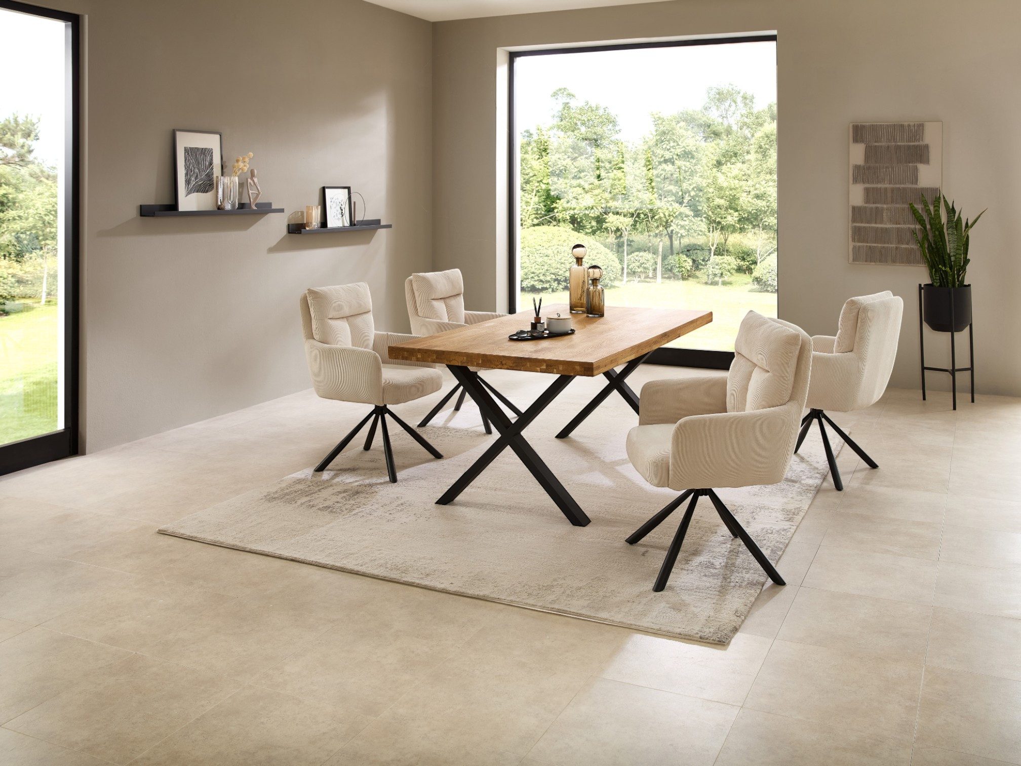 moebel-dich-auf Essgruppe CAPRI-X, (Esszimmer Set, 1 Esstisch Eiche massiv geölt, 4 Stühle), 180 x 100 cm