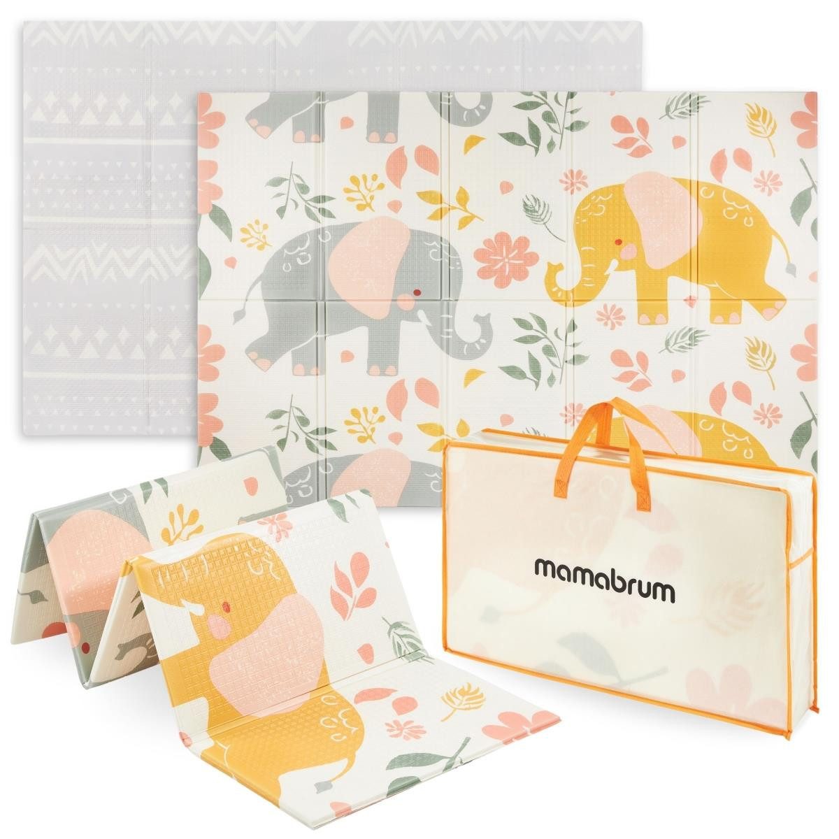 Mamabrum Spielmatte Doppelseitig faltbare Schaumstoffmatte 180 x 120 x 1cm