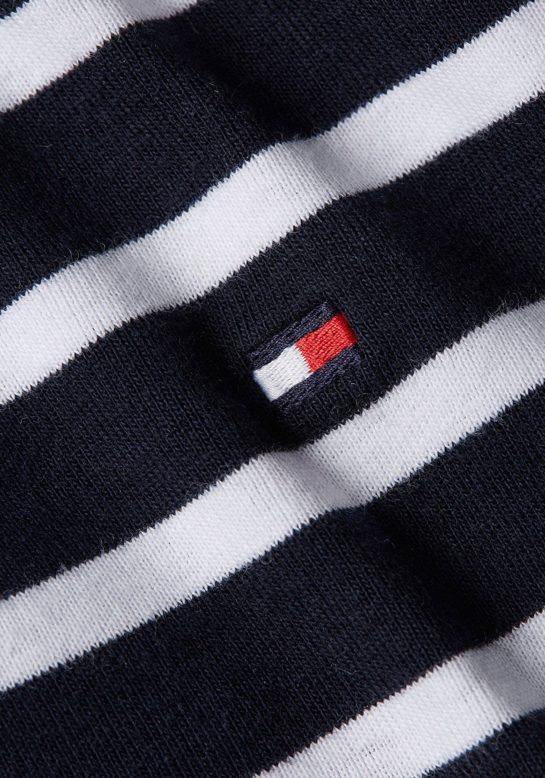 Tommy Hilfiger T-Shirt RIB W Desert CODY Sky/ SLIM White Breton V-NECK Logostickerei Stp mit SS (dunkelblau) dezenter