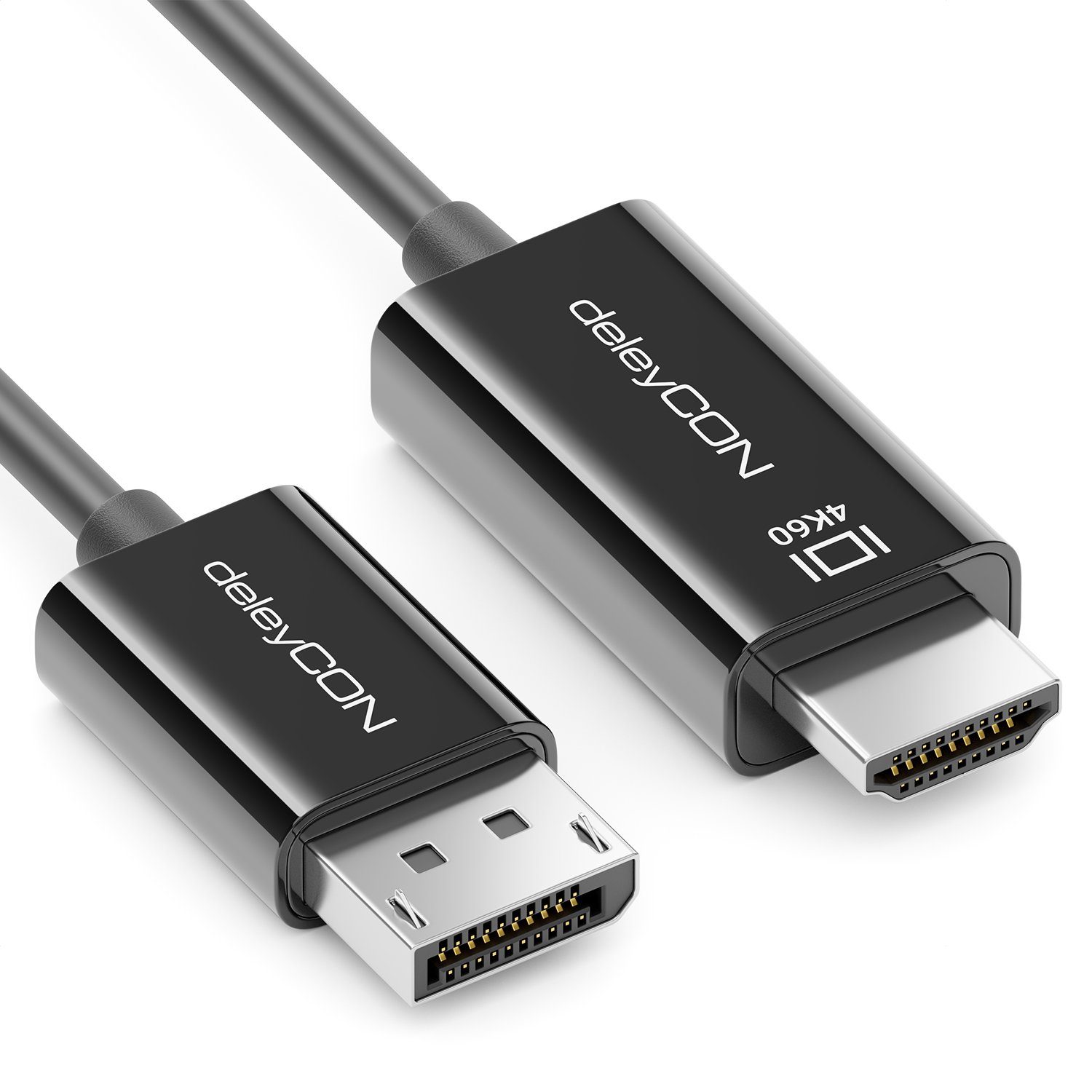 deleyCON deleyCON 1,5m DisplayPort auf HDMI Kabel 4K@60Hz UHD 3840x2160 HDCP Video-Kabel