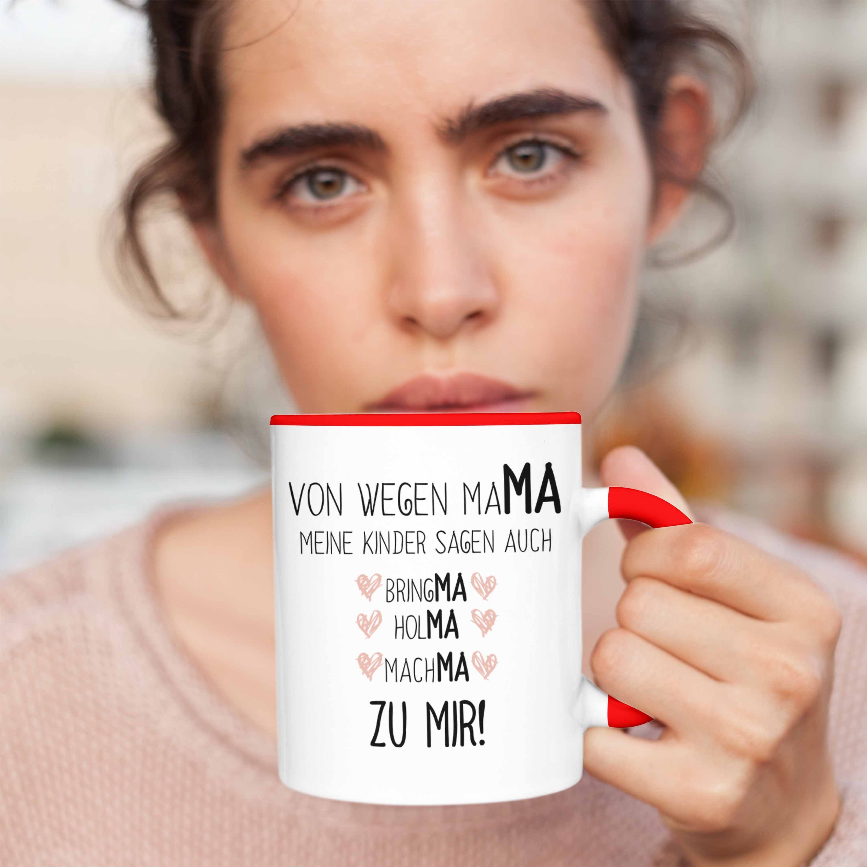 Trendation mit Rot Mutter Tasse Tasse Geschenk Muttertag Sohn Spruch Trendation - Mama Kaffeetasse von Tochter