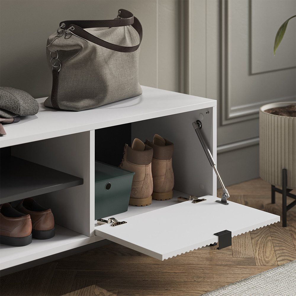 Vicco Schuhbank Eliza, Weiß, 100 x 45 cm mit Klapptür