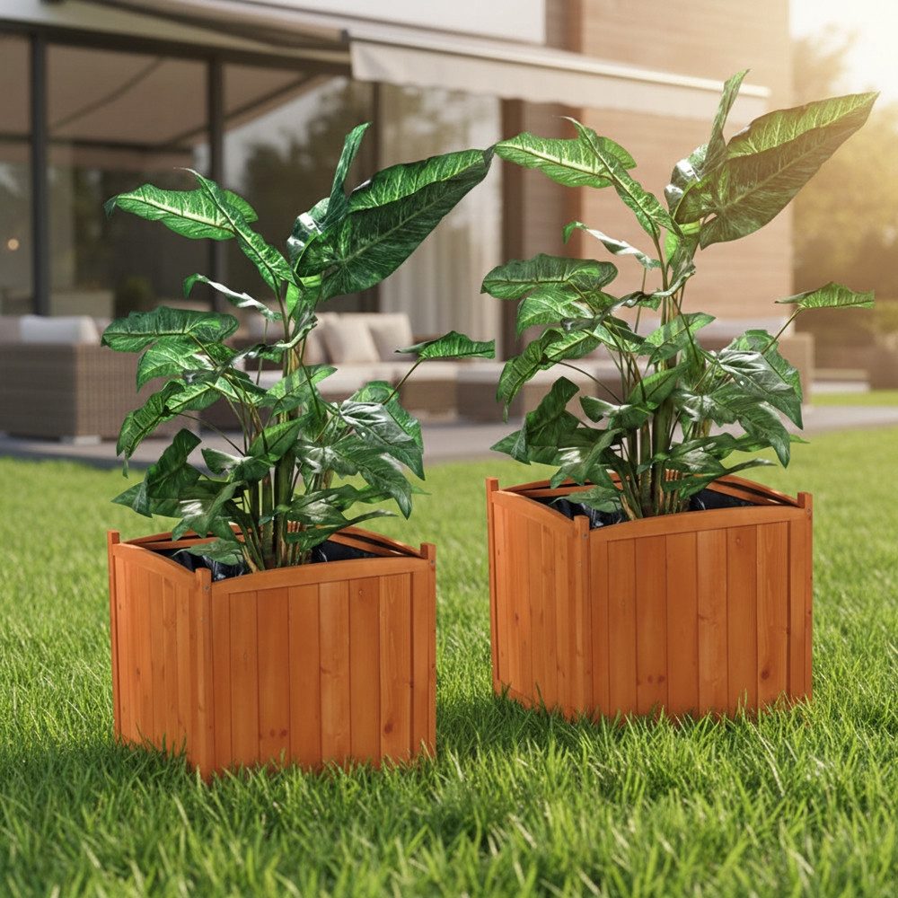 Melko Pflanzkübel Blumenkasten 2 Stück Pflanztrog 50cm Blumentopf Eckig Blumenständer (Set, 2 St., Blumenkasten), Innenfolie