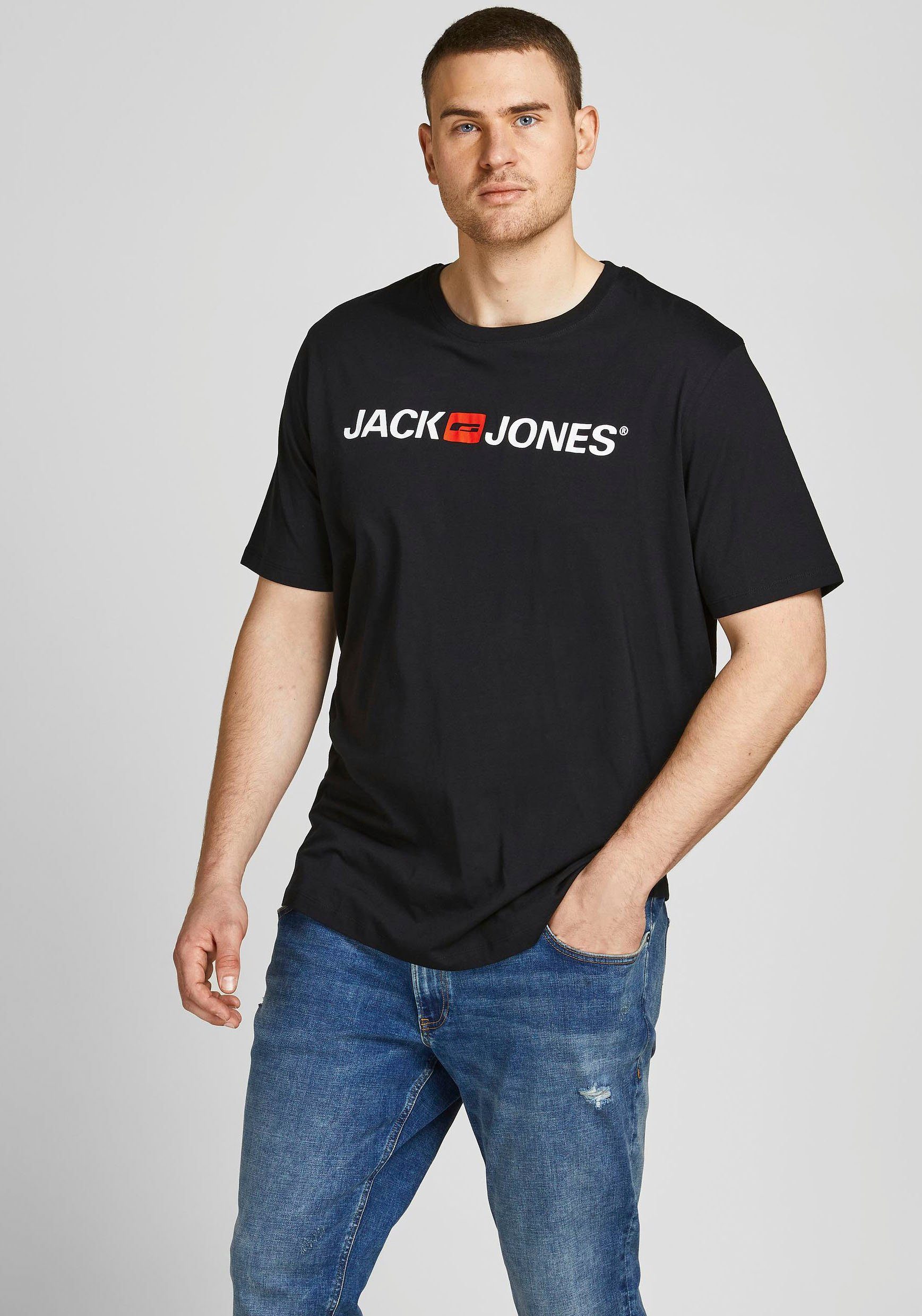 Jack & Jones PlusSize T-Shirt CORP LOGO TEE bis Größe 6XL schwarz