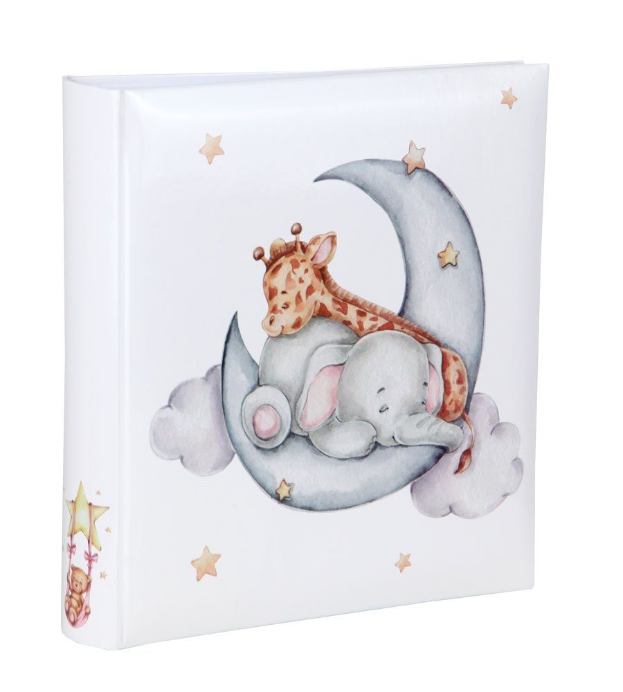 IDEAL TREND Fotoalbum Cat & Bears Fotoalbum 30x30 cm 100 weiße Seiten Baby Kinder Foto Album Elefant & Giraffe