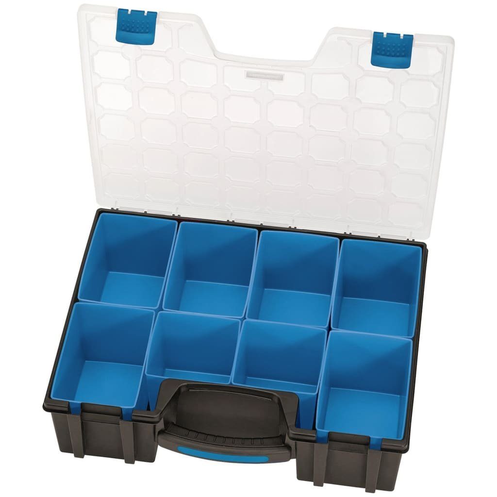 Draper Tools Werkzeugbox Sortimentskasten mit 8 Fächern 41,5×33×11 cm Schwarz