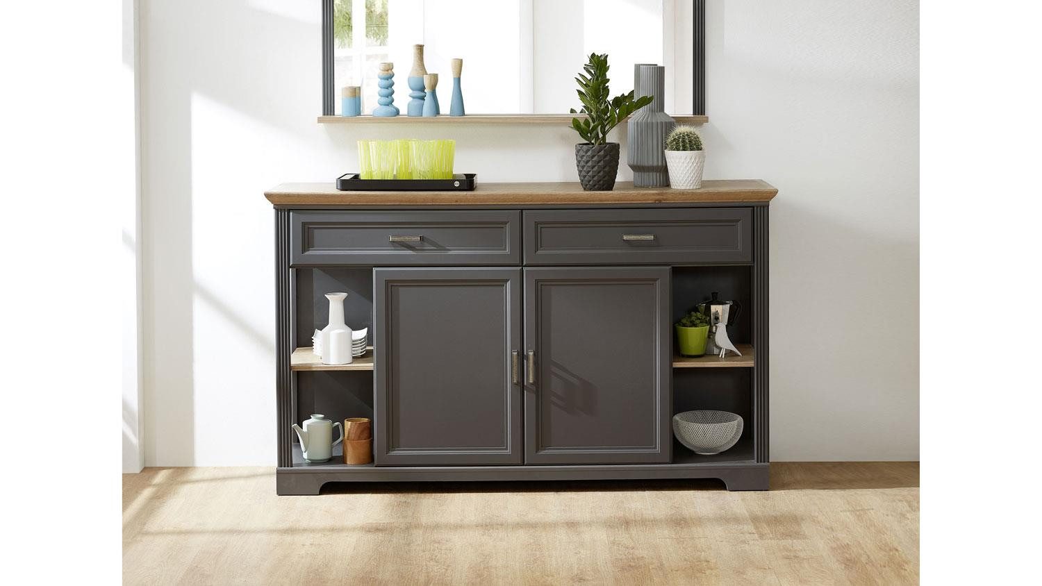 Innostyle Sideboard Sideboard Jasmin Anrichte Kommode in graphit und Artisan Eiche 171x102
