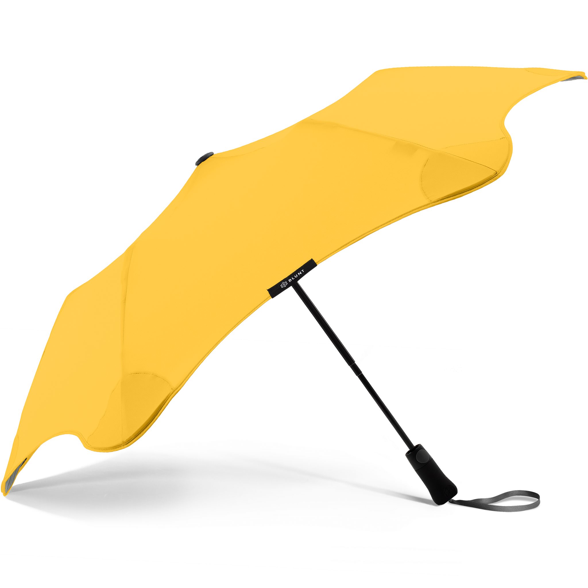 Metro, Technologie, Taschenregenschirm einzigartige patentierte herausragende Blunt gelb Silhouette