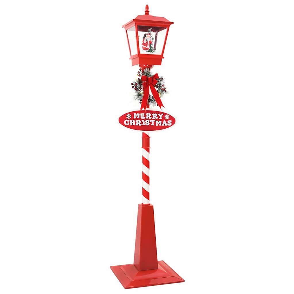 vidaXL Dekoobjekt Weihnachtsdekoration Weihnachtsstraßenlampe mit Laterne Rot 405x405x18