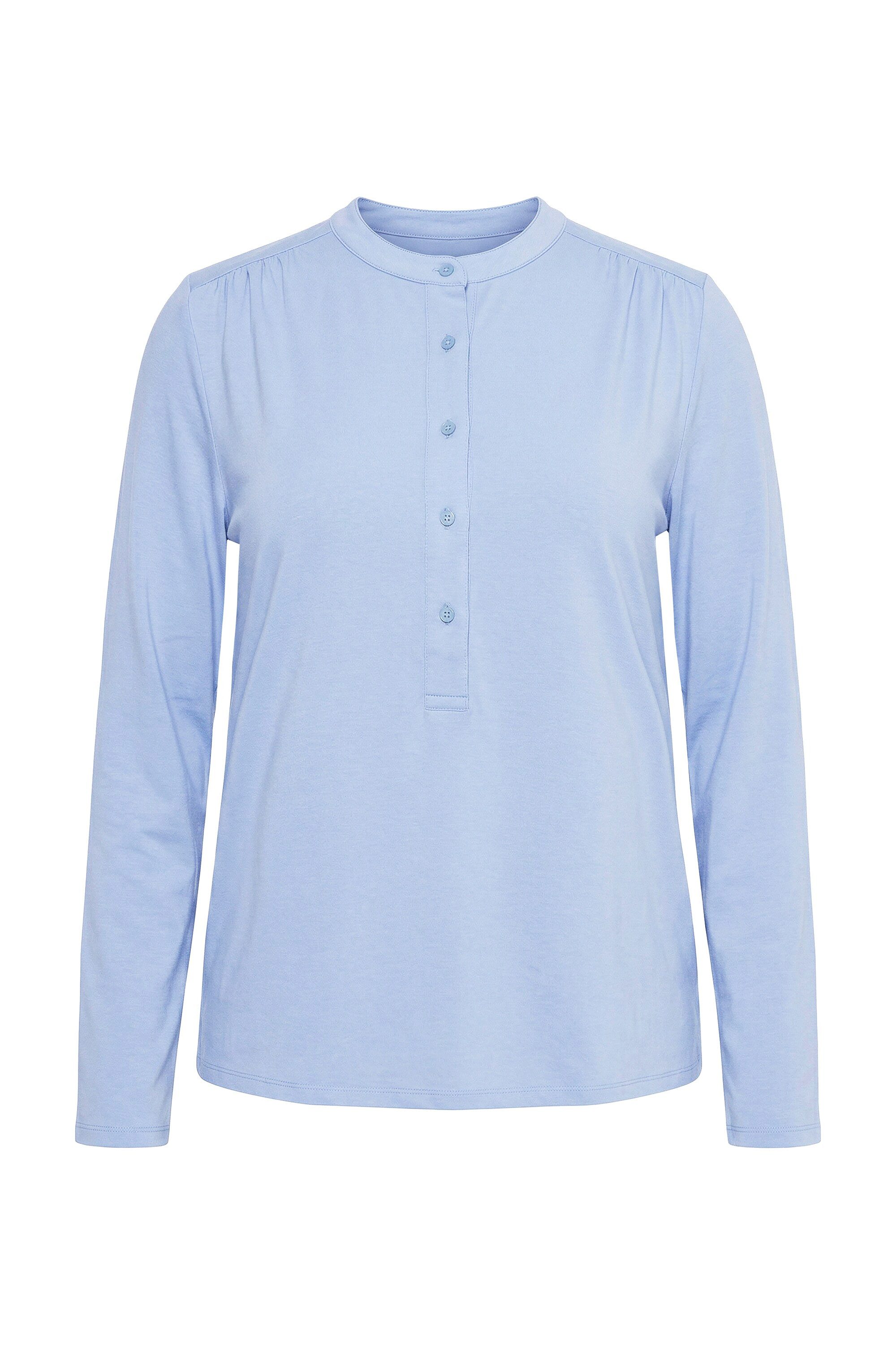 Ulla Popken Longsleeve Shirt Knopfleiste Classic Stehkragen Langarm