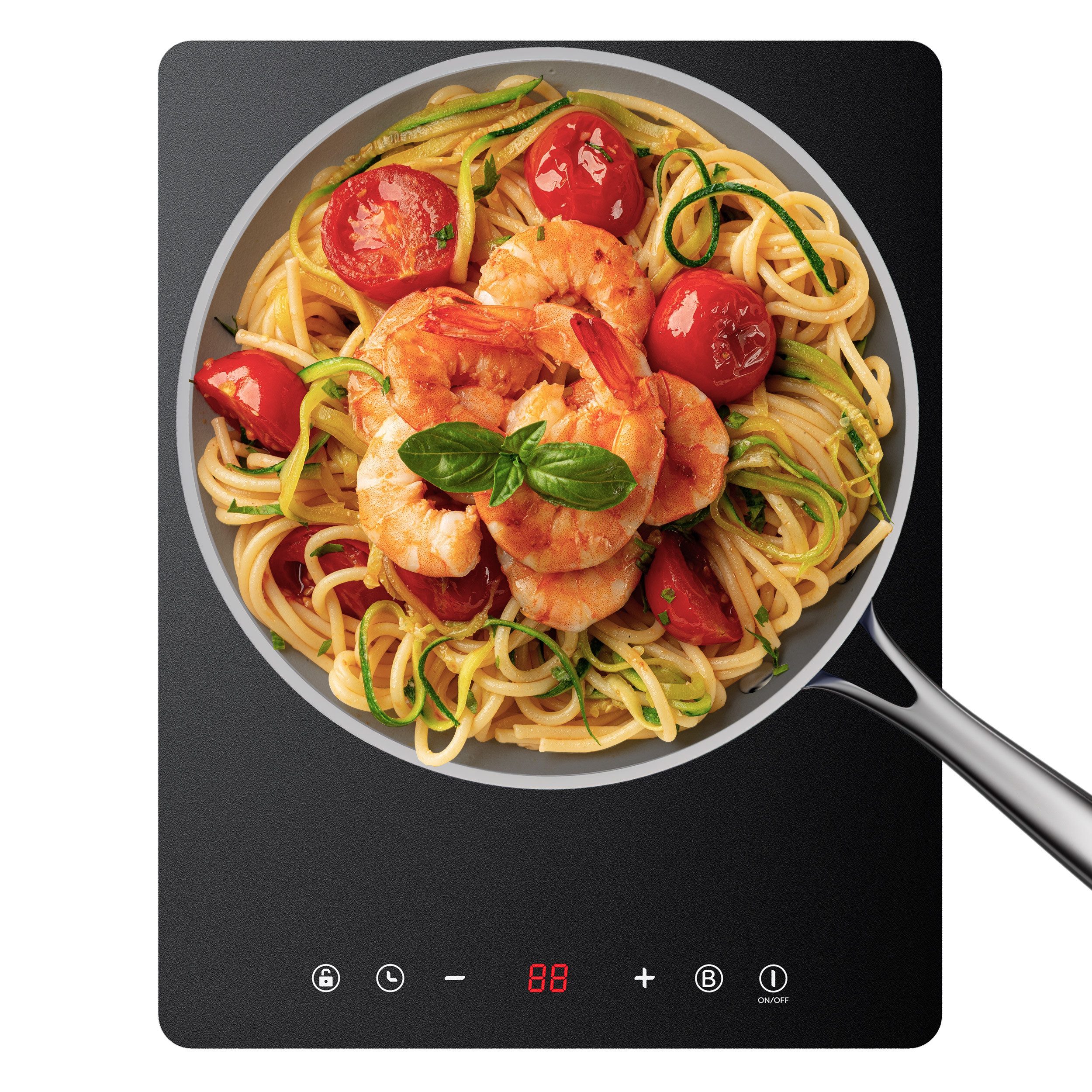 AMZCHEF Einzel-Induktionskochfeld 2000W – Tragbar, 9 Leistungs- & Temperaturstufen, 4 Automatikmenüs, Ultradünn 4 Cm, Leise (≤