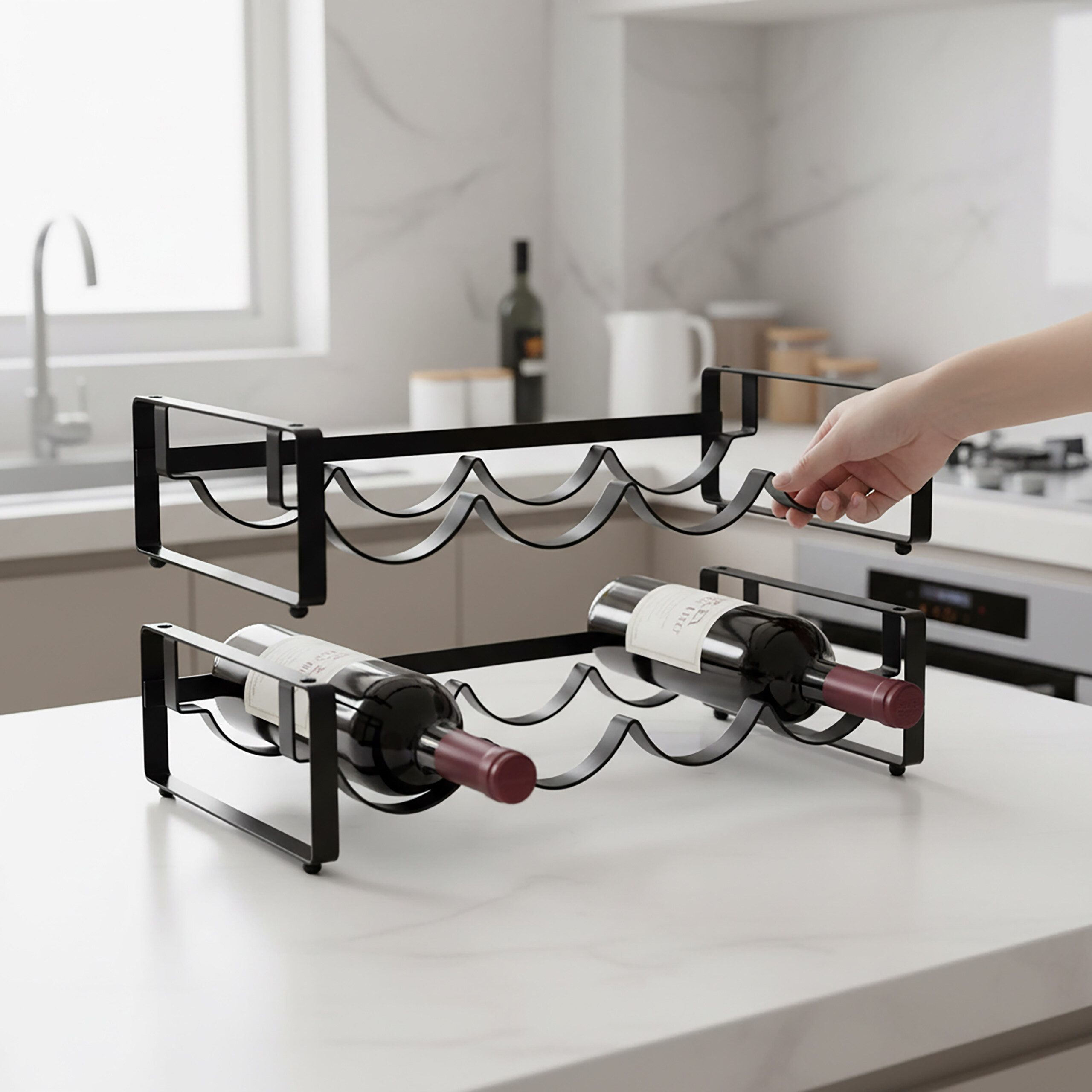 relaxdays Weinregal Metall stapelbar, 1er Pack