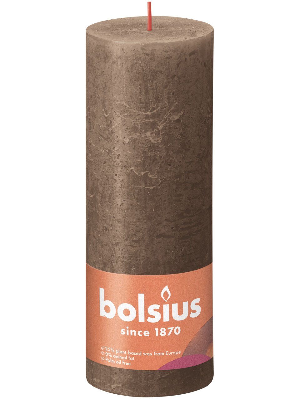 Bolsius Stumpenkerze Bolsius Rustik Stumpenkerze wildleder braun, Höhe: