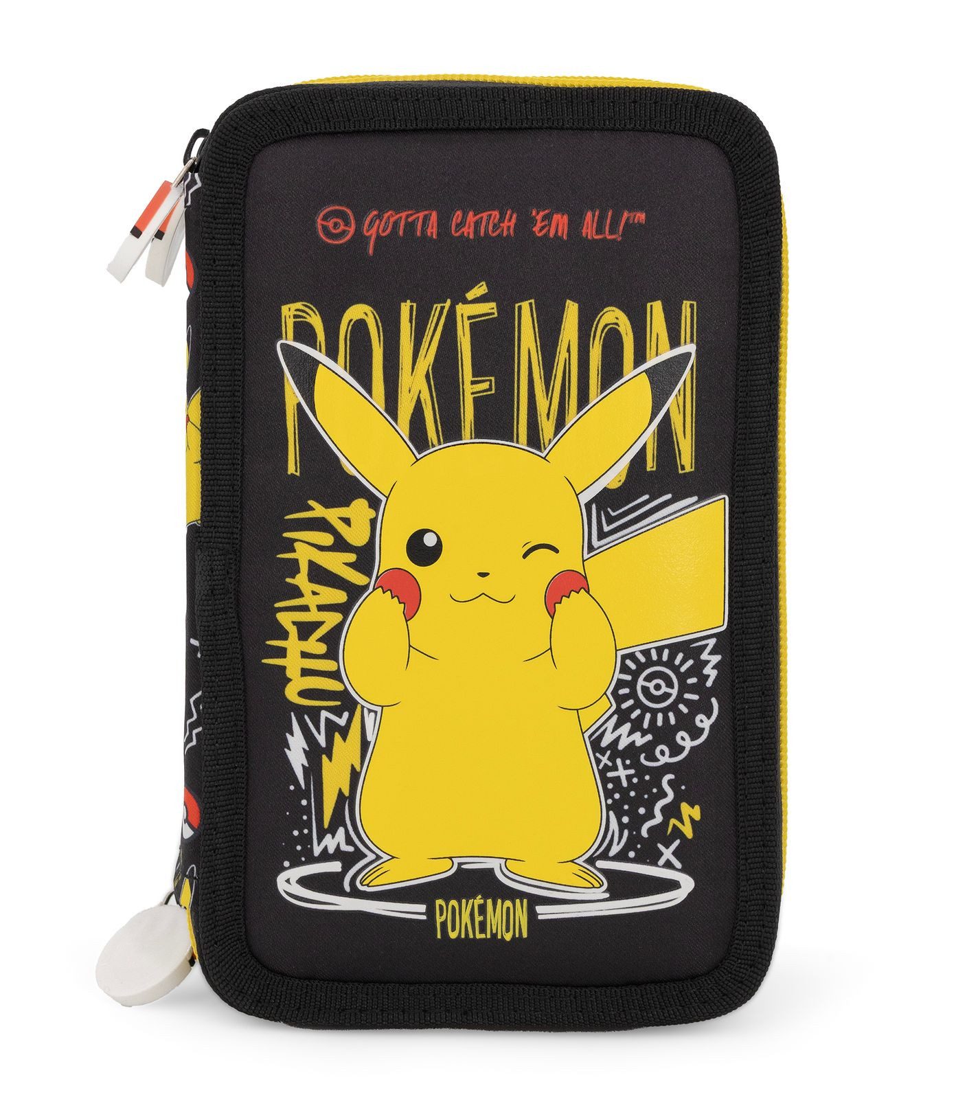 TOP! Federmäppchen Pokémon Pikachu - Mäppchen Federmappe, 42 Teile, 3-fach gefüllt, (42-tlg., Jungen), Reißverschluss