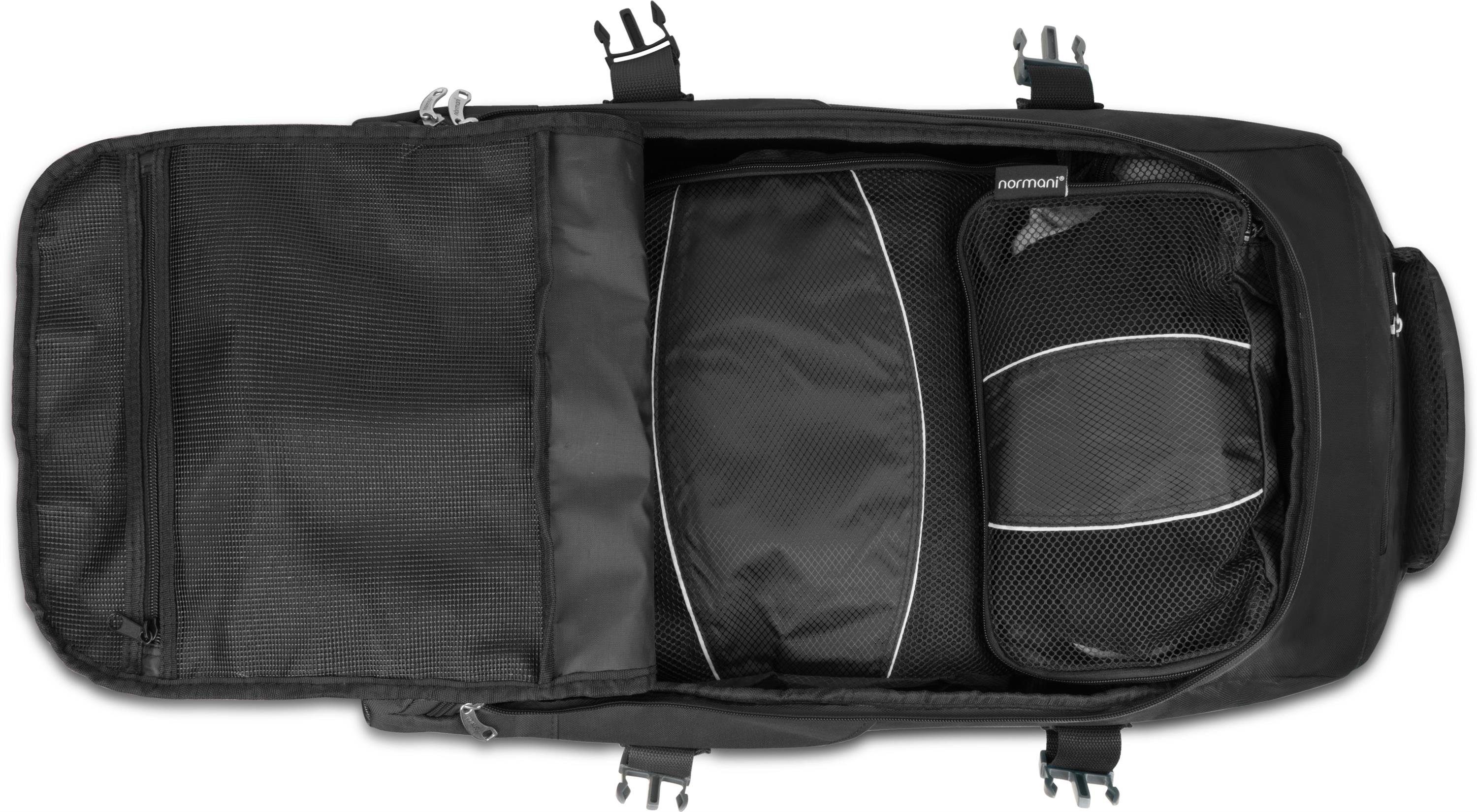 normani Reisetasche Reisetasche mit 5 passenden Kleidertaschen Melano, 2-in-1 - Rucksack und Trolley