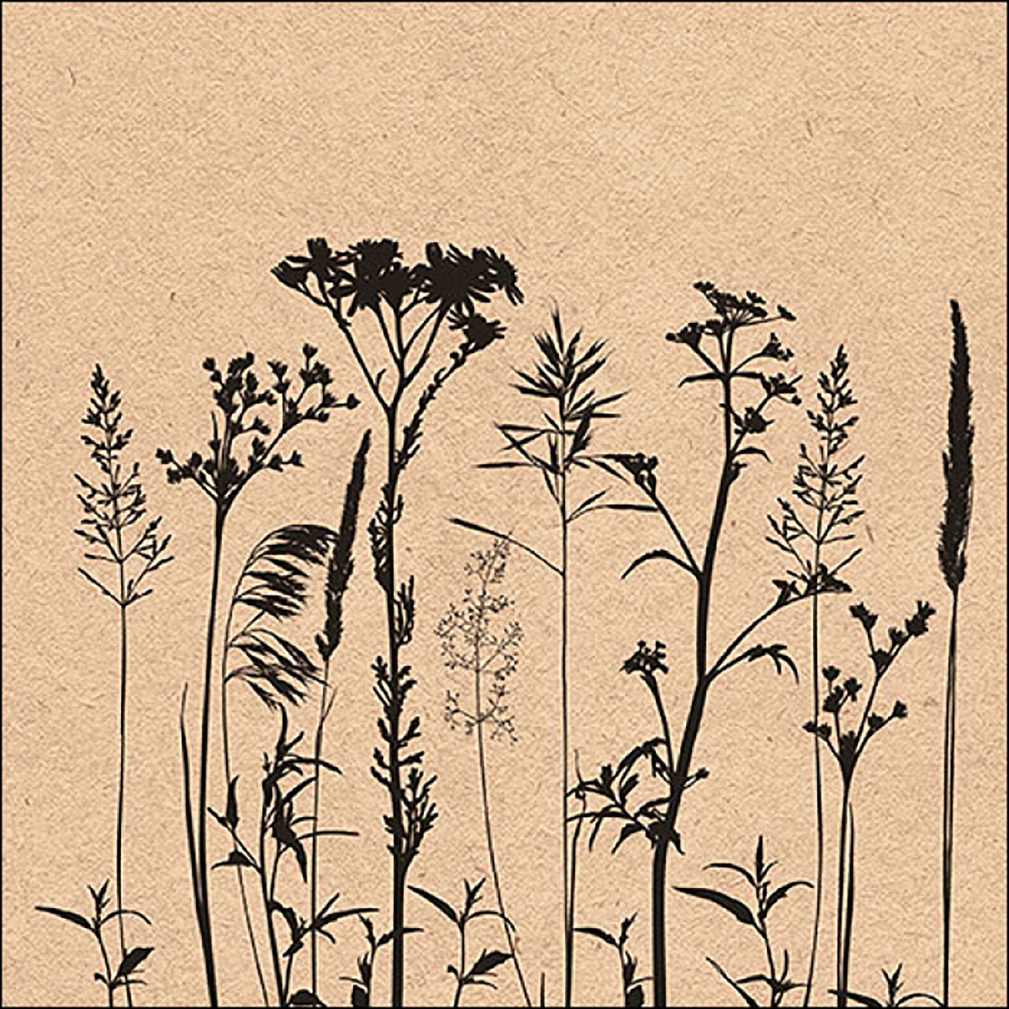 Ambiente Luxury Paper Products Papierserviette, Servietten Papier 33x33cm 3-lagig mit Blumen & Gräser Motiv 20 Stück