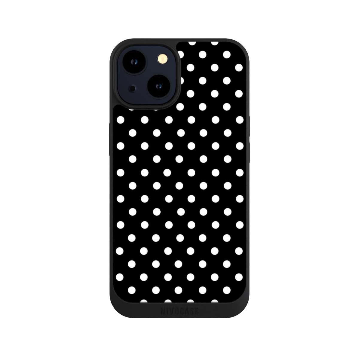 NIVOCASE Handyhülle Punkte Retro Polka Dots Polka Dots - schwarz und weiß, Apple iPhone 14 Handyhülle Hülle NIVOpure Case Schwarz