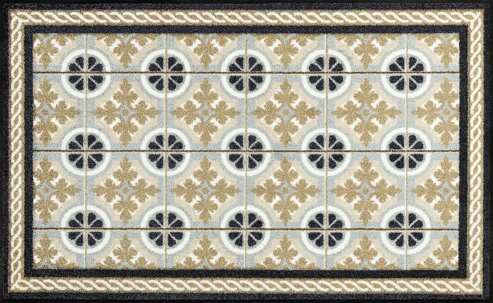 Tiles, by rechteckig, Teppich Kitchen Höhe: beige rutschhemmend, und 7 mm, wash+dry Outdoor waschbar Kleen-Tex, In- geeignet,