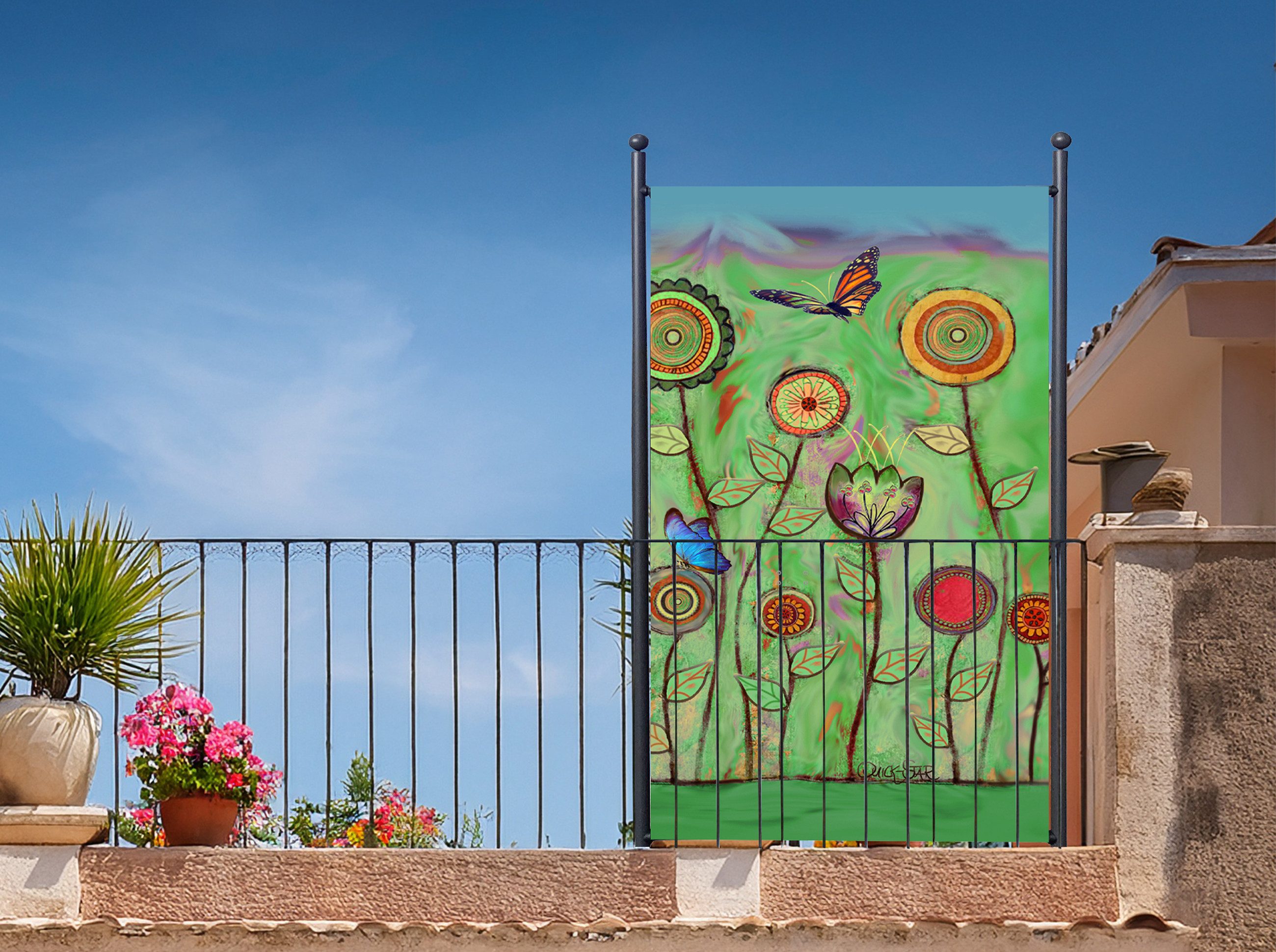 Quick Star Paravent Paravent 1tlg. 180x180cm RETRO Flowers günstig online kaufen