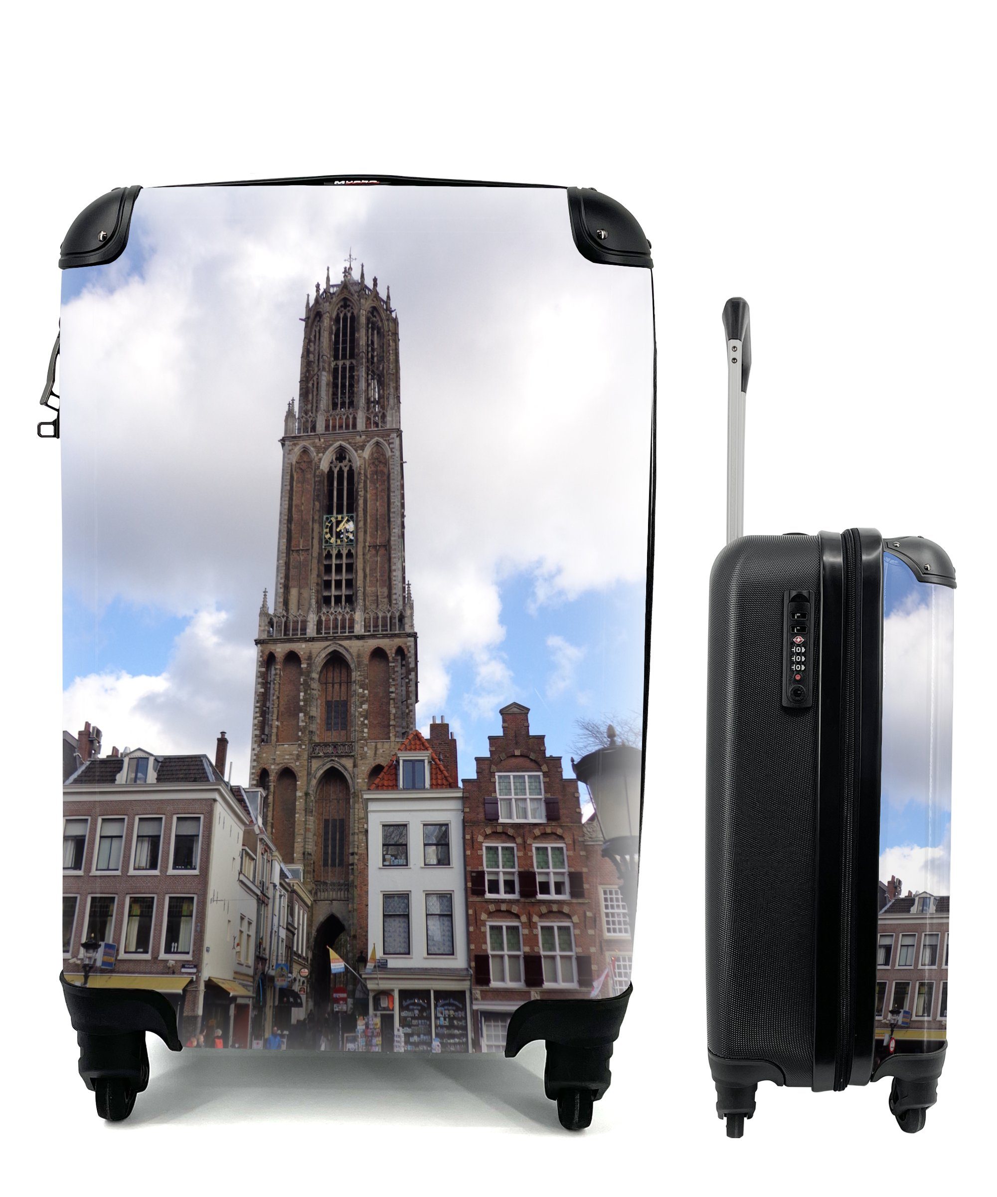 MuchoWow Handgepäckkoffer Utrecht - Domturm - Wolken, 4 Rollen, Reisetasche mit rollen, Handgepäck für Ferien, Trolley, Reisekoffer
